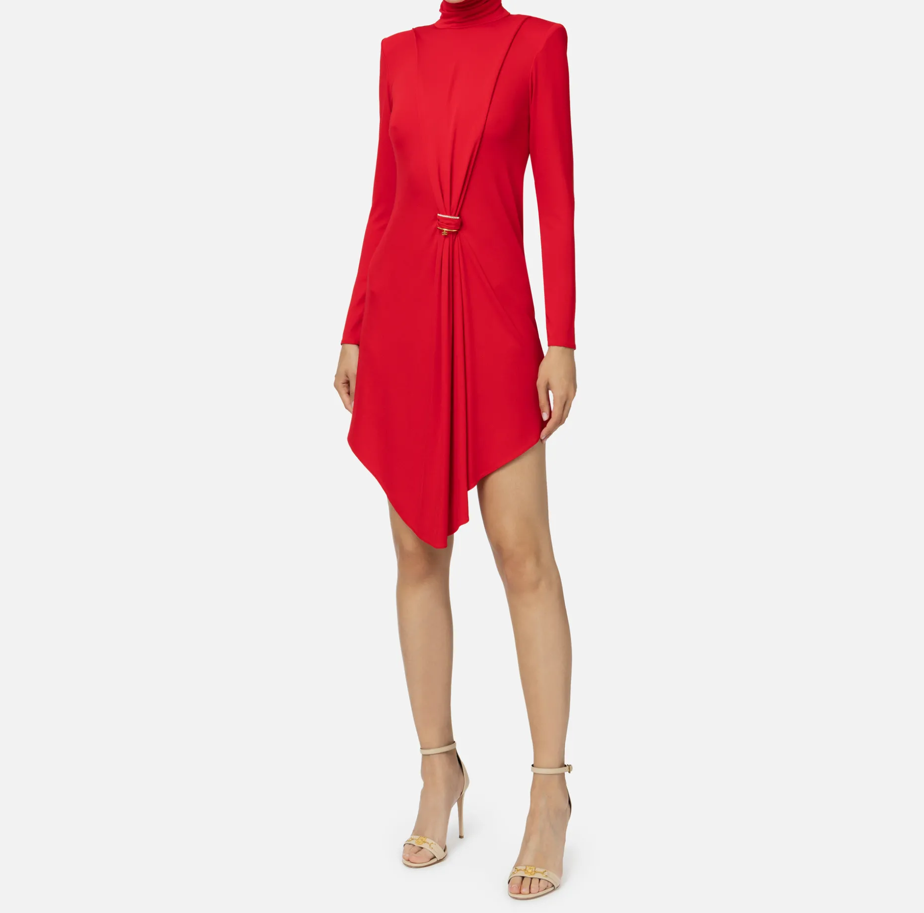 Elisabetta Franchi Mini Dresses | Dresses | Draped jersey mini-dress with jewel accessory