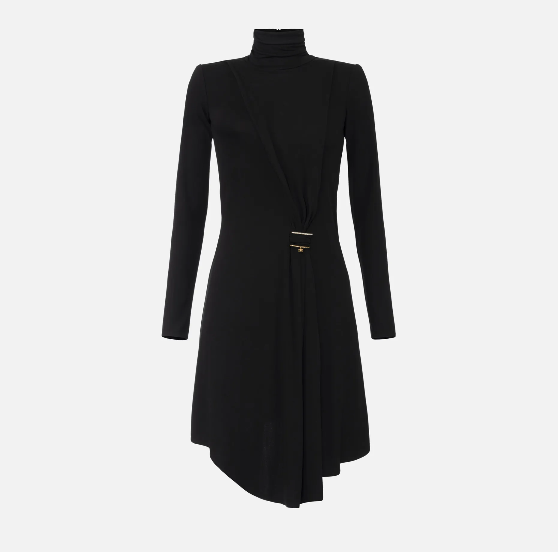 Elisabetta Franchi Mini Dresses | Dresses | Draped jersey mini-dress with jewel accessory