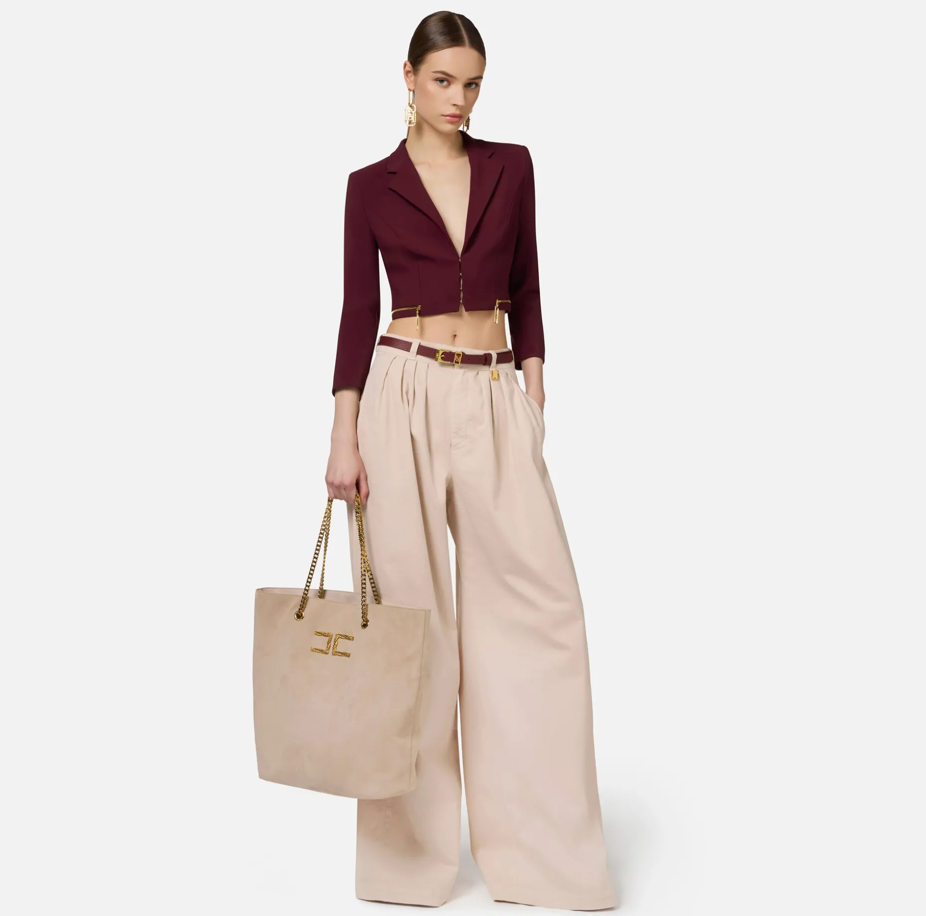 Elisabetta Franchi Jeans | Dyed cotton wide leg jeans with darts