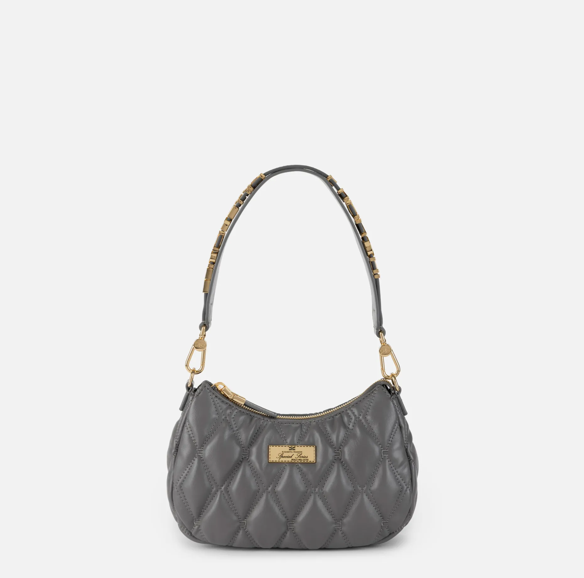 Elisabetta Franchi Shoulder Bags | Embossed fabric hobo bag with lettering