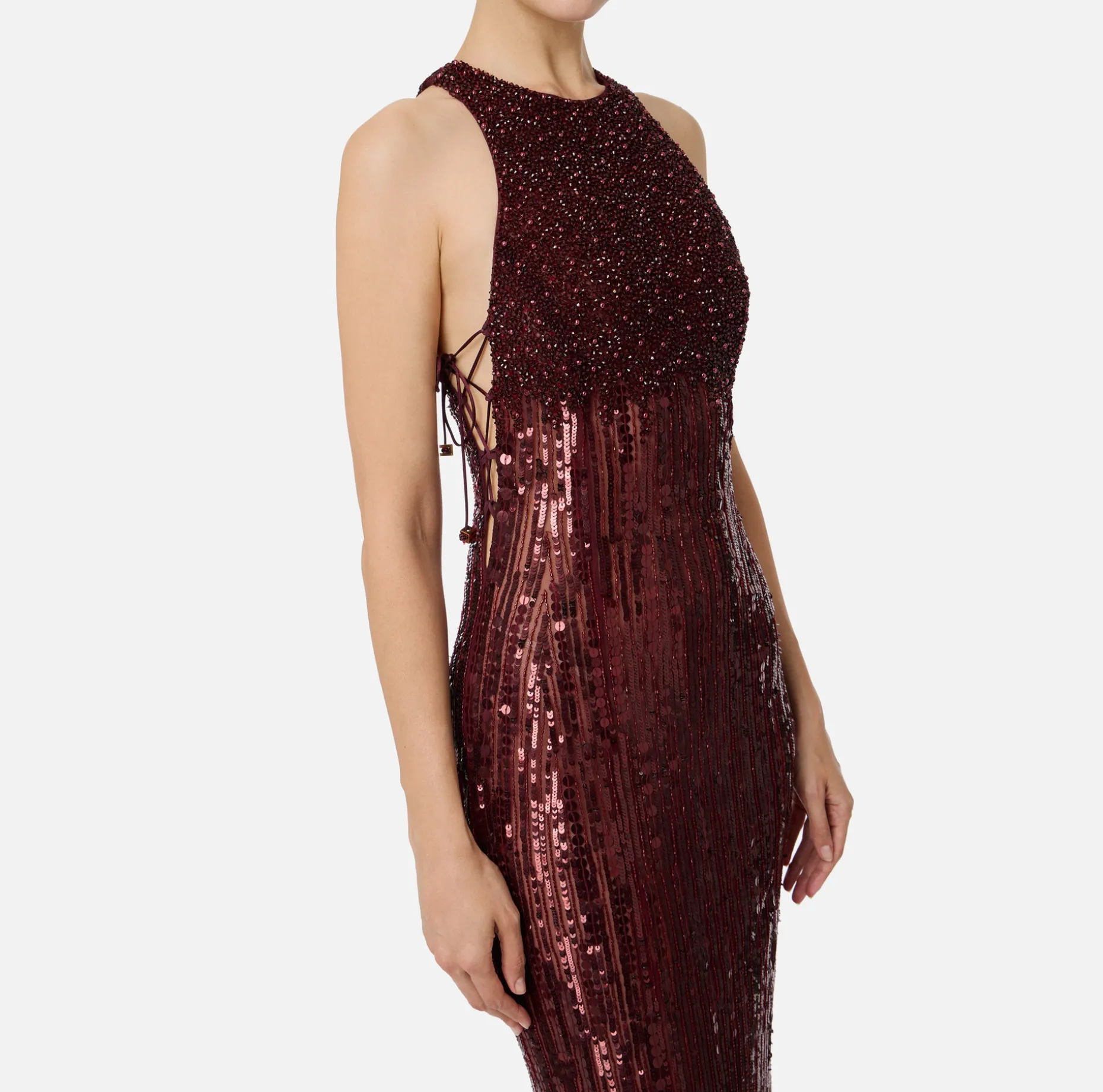 Elisabetta Franchi Red Carpet Dresses | Red Carpet | Embroidered red carpet dress with organza fringing