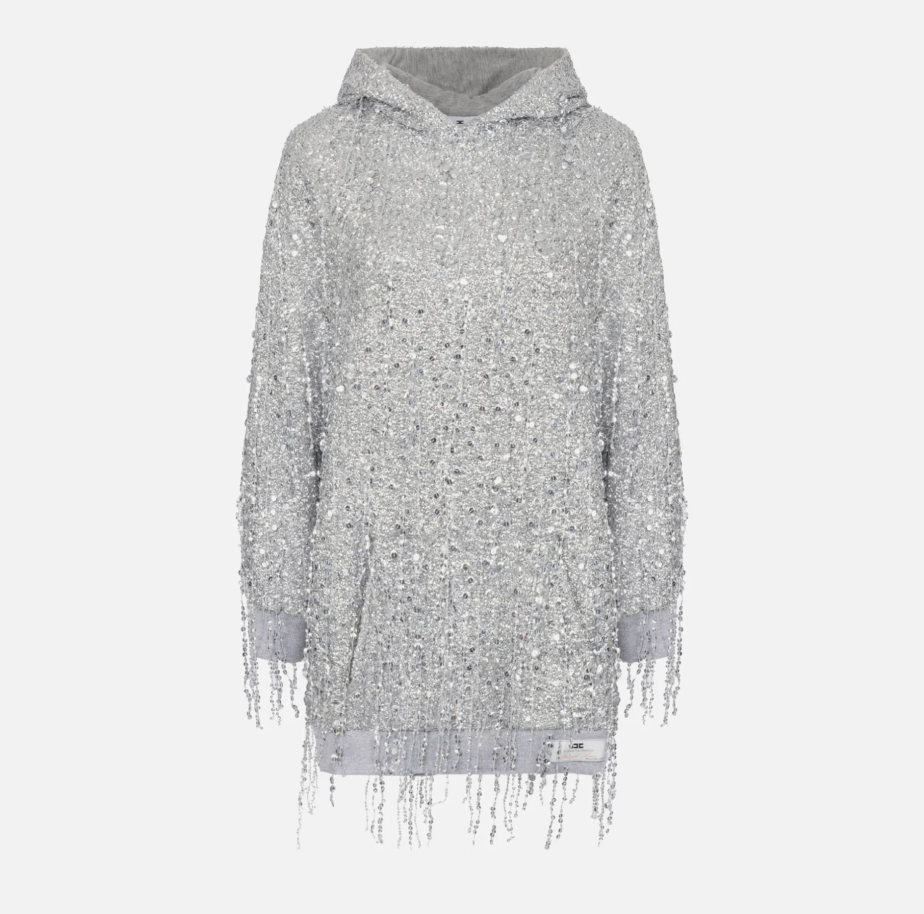 Elisabetta Franchi Mini Dresses | Dresses | Fleece mini-dress with hood and sequin fringes