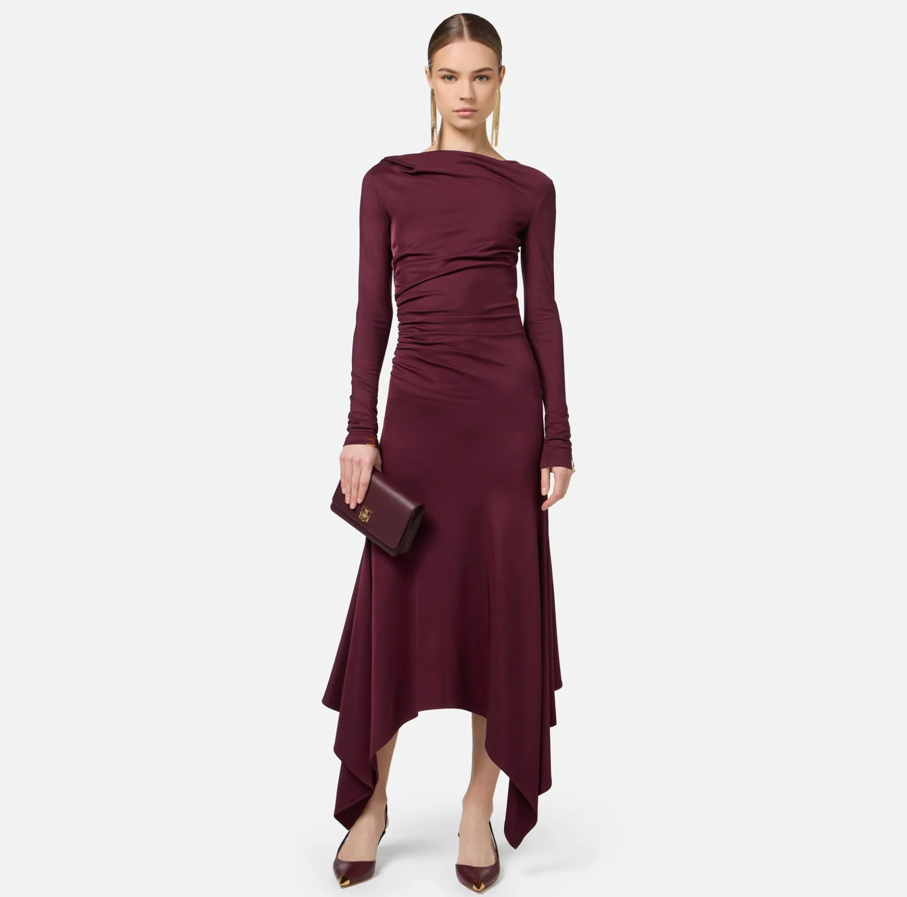 Elisabetta Franchi Midi Dresses | Dresses | Flowing jersey midi dress with draping