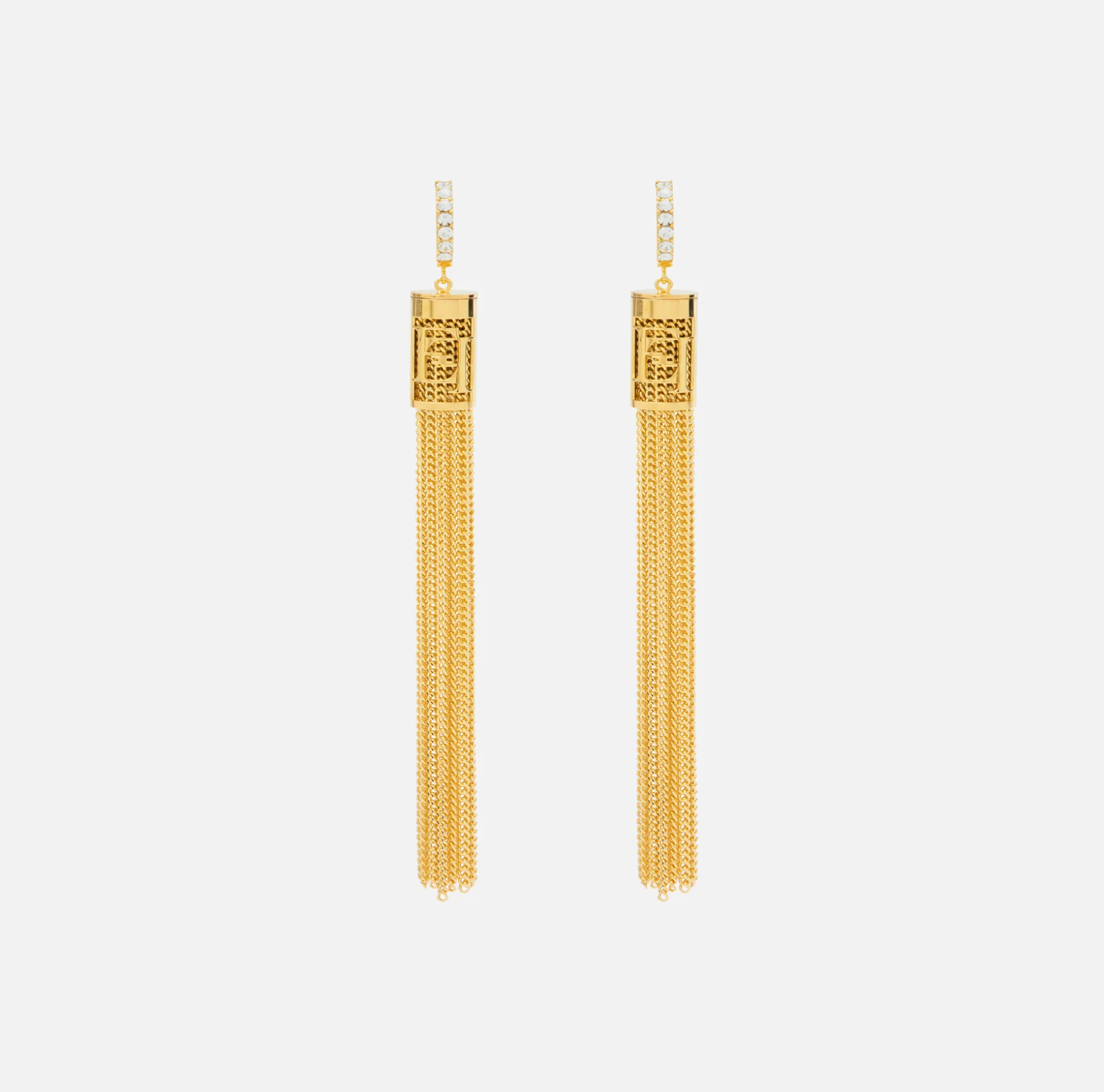 Elisabetta Franchi Jewelry | Golden metal ring earrings with tassels