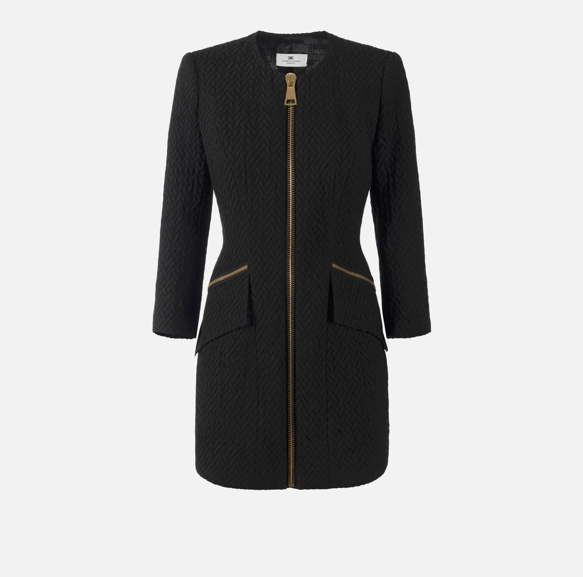 Elisabetta Franchi Mini Dresses | Dresses | Herringbone tweed mini-dress with zip