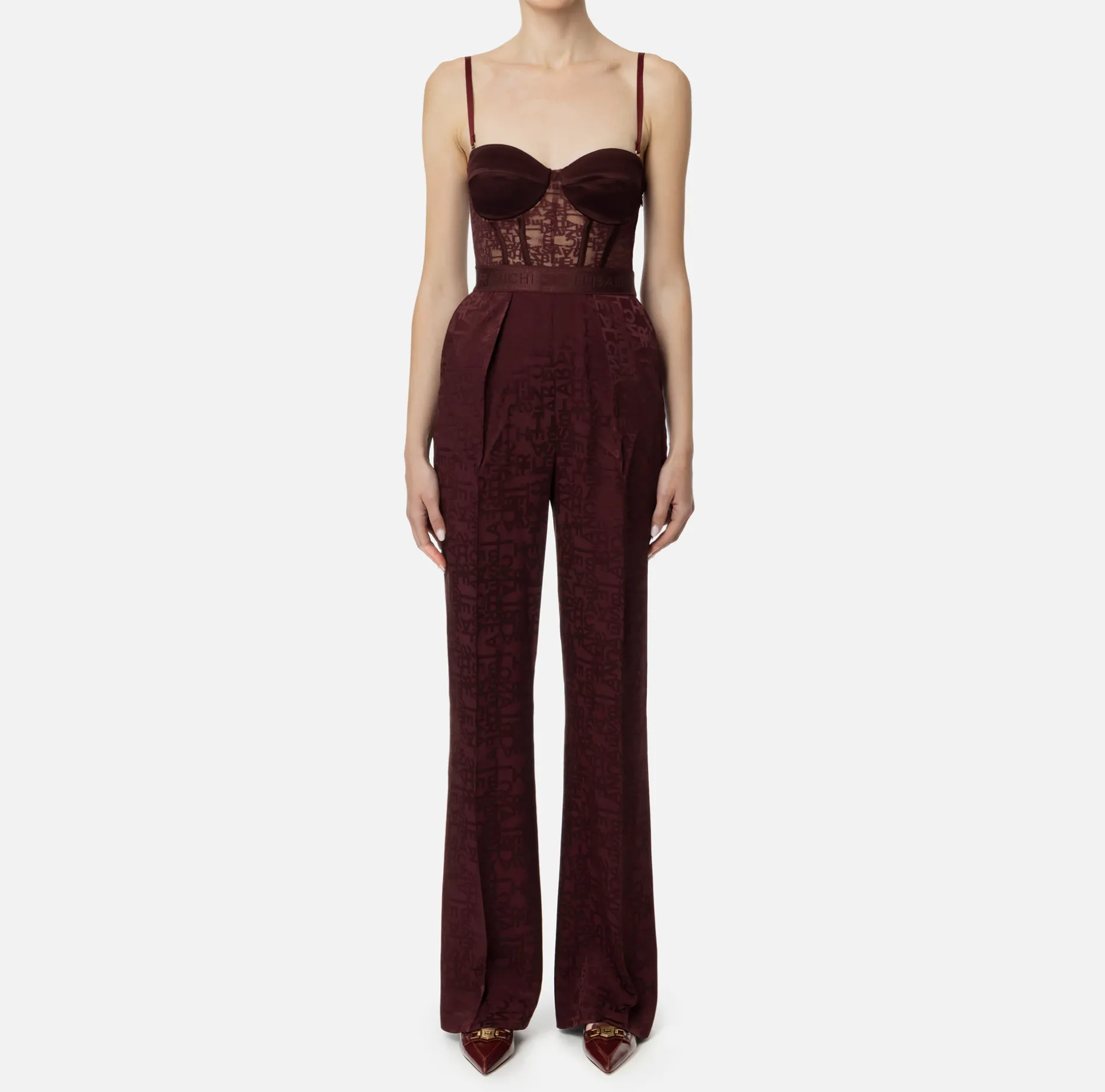 Elisabetta Franchi Jumpsuits | Jacquard crêpe combined jumpsuit with lettering