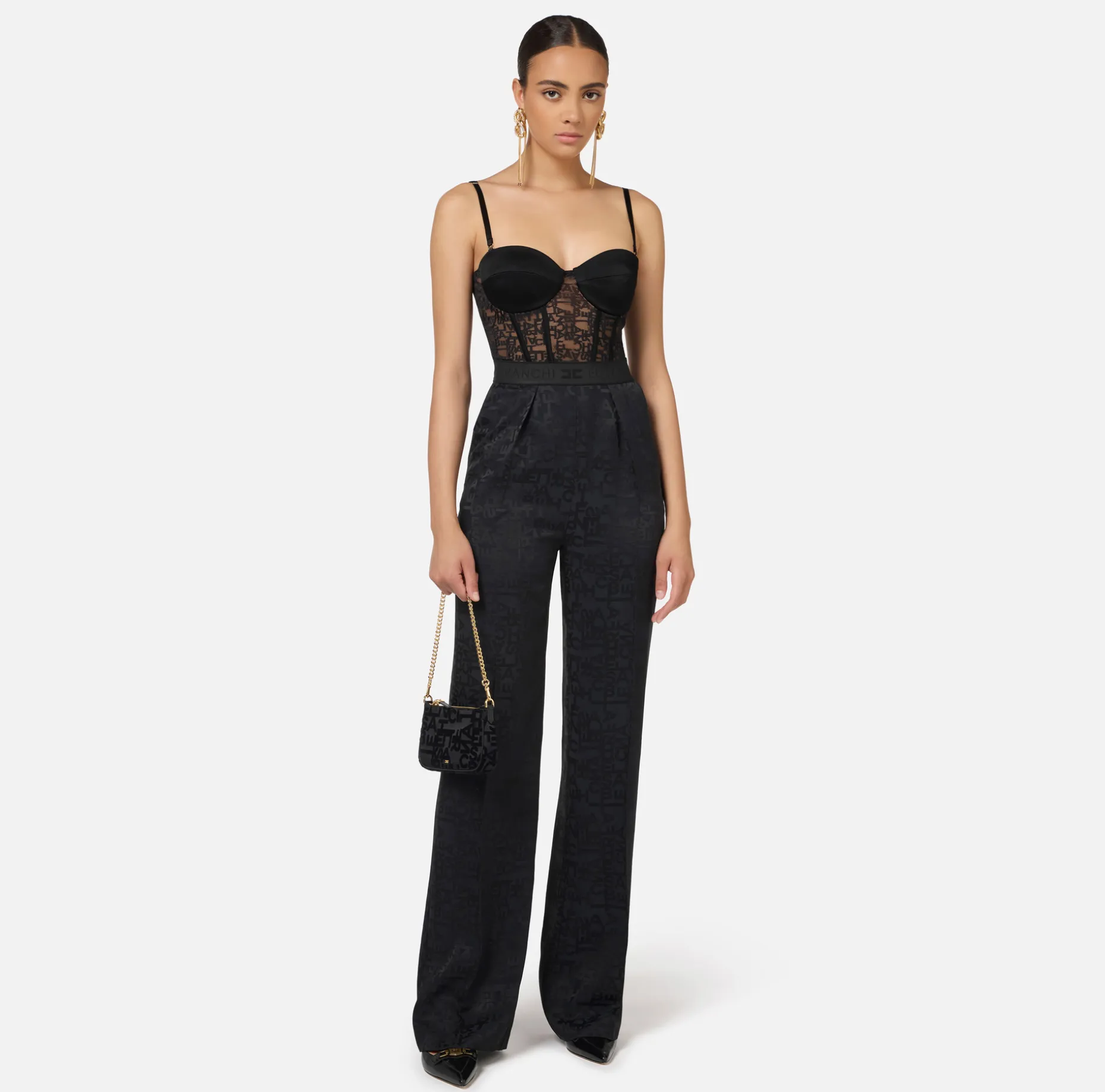 Elisabetta Franchi Jumpsuits | Jacquard crêpe combined jumpsuit with lettering