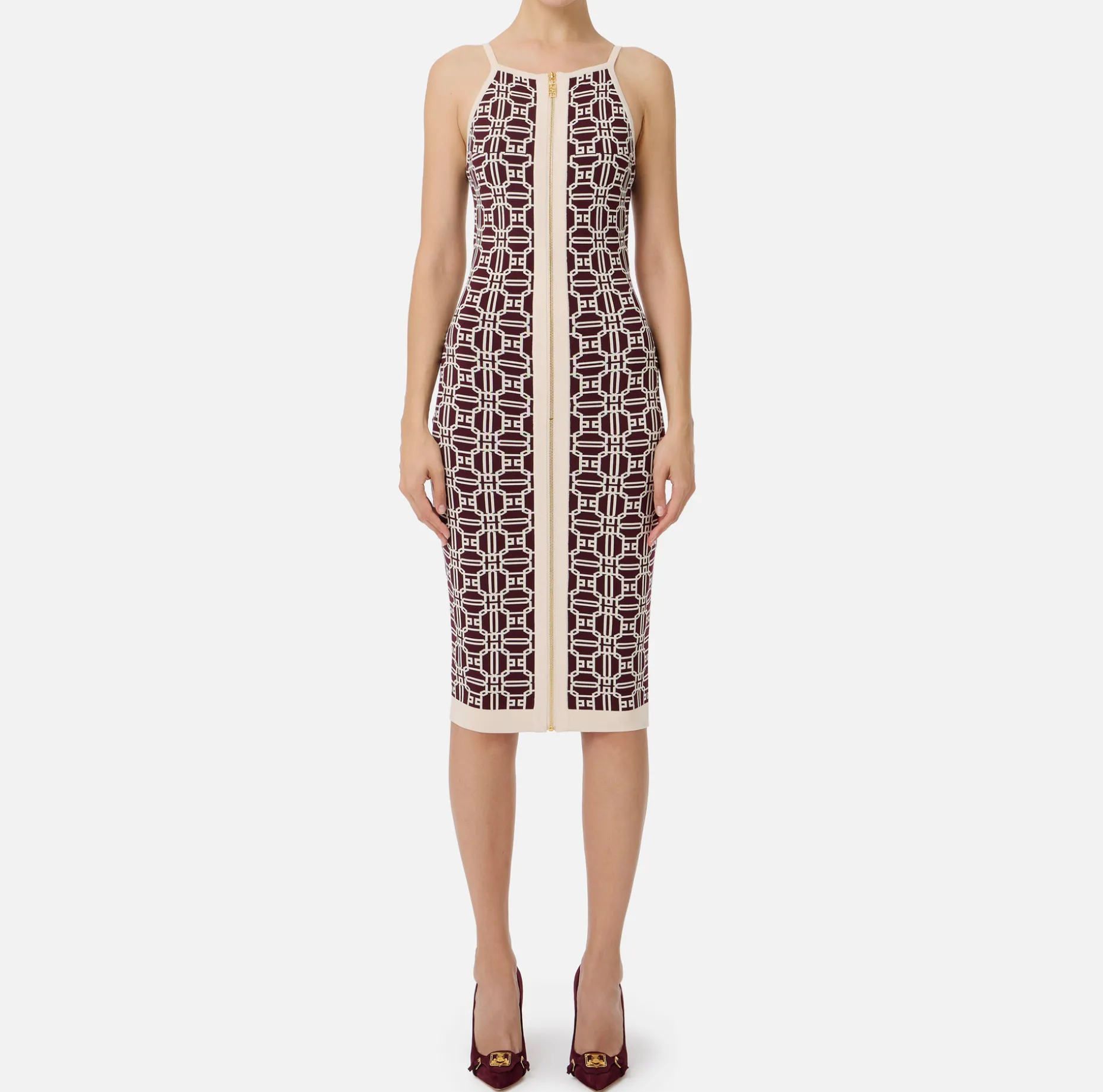 Elisabetta Franchi Knitted Dresses | Midi Dresses | Jacquard logo midi dress