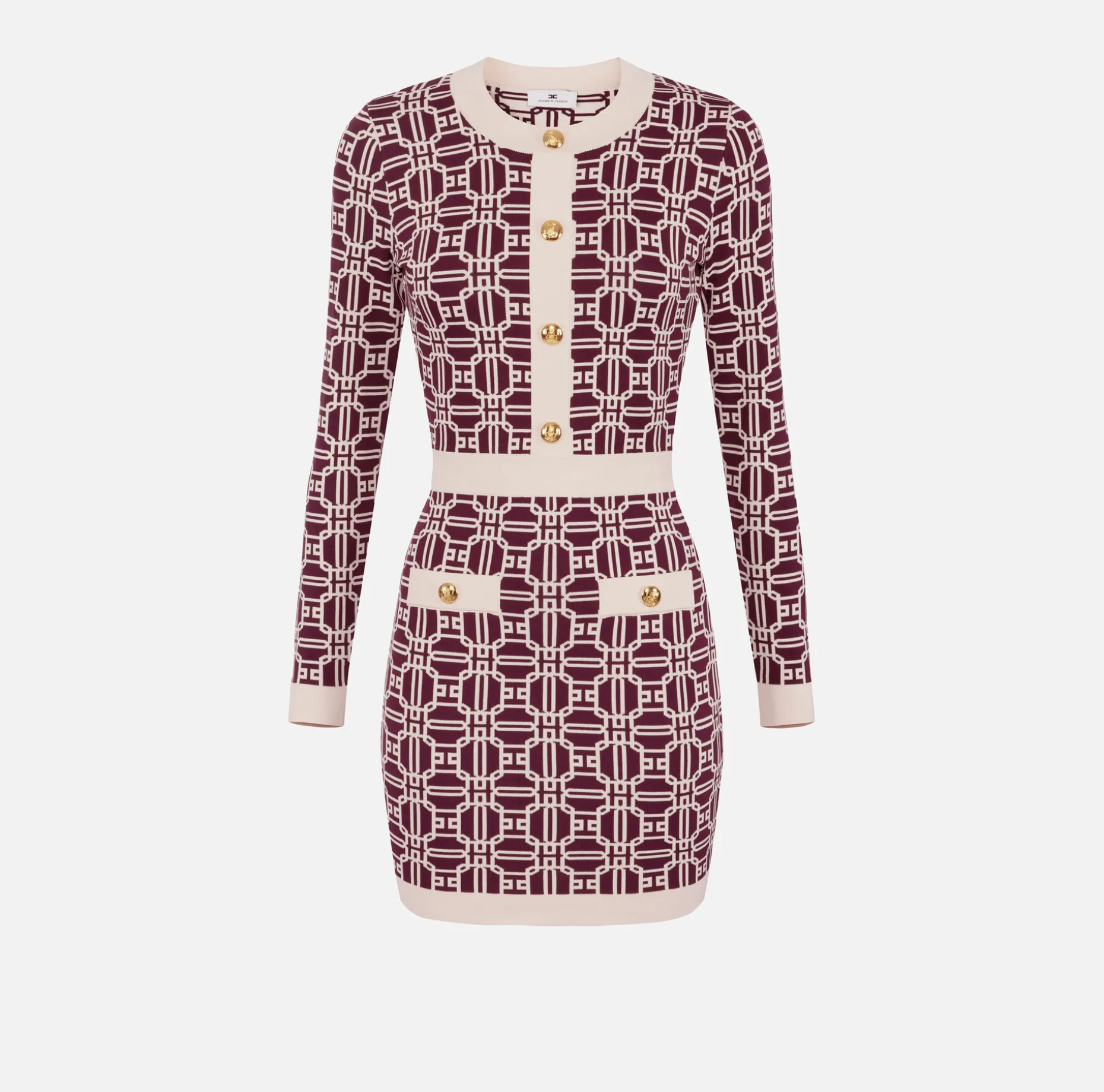 Elisabetta Franchi Mini Dresses | Knitted Dresses | Jacquard logo mini-dress