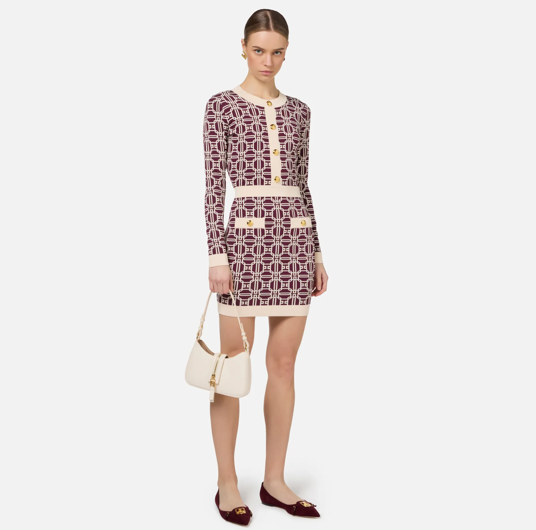 Elisabetta Franchi Mini Dresses | Knitted Dresses | Jacquard logo mini-dress