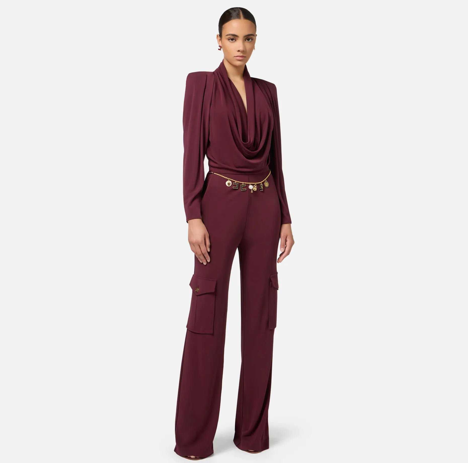 Elisabetta Franchi Jumpsuits | Jersey jumpsuit with charm belt