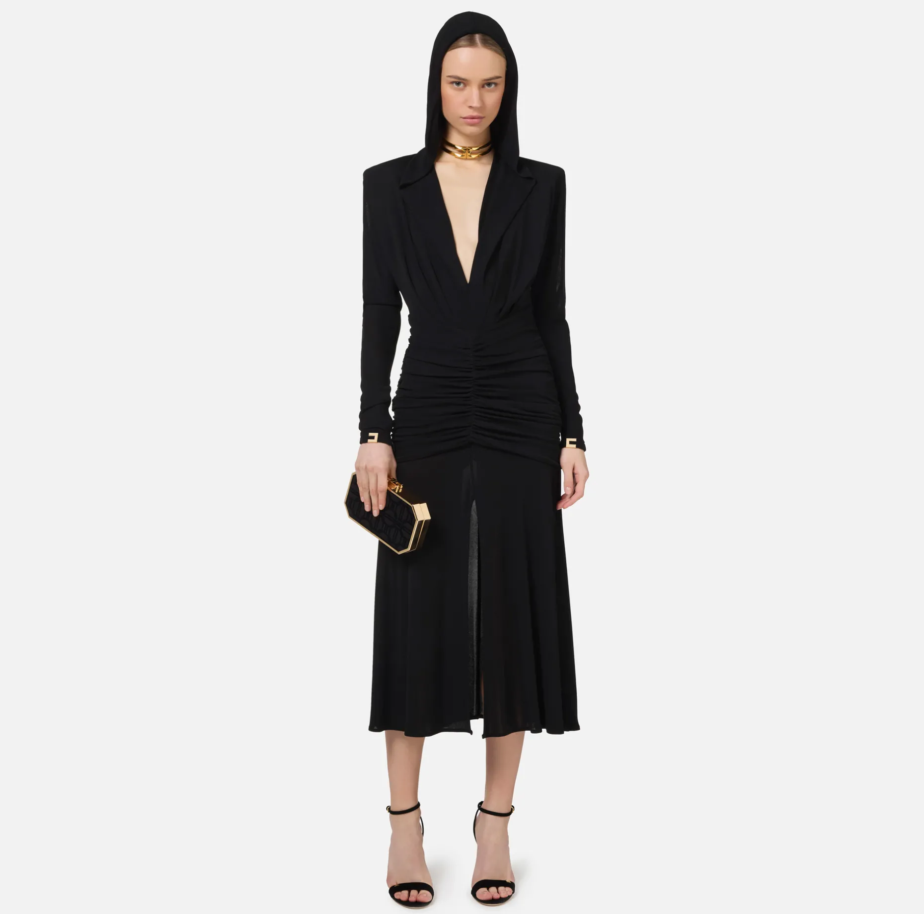 Elisabetta Franchi Midi Dresses | Dresses | Jersey midi dress with hood