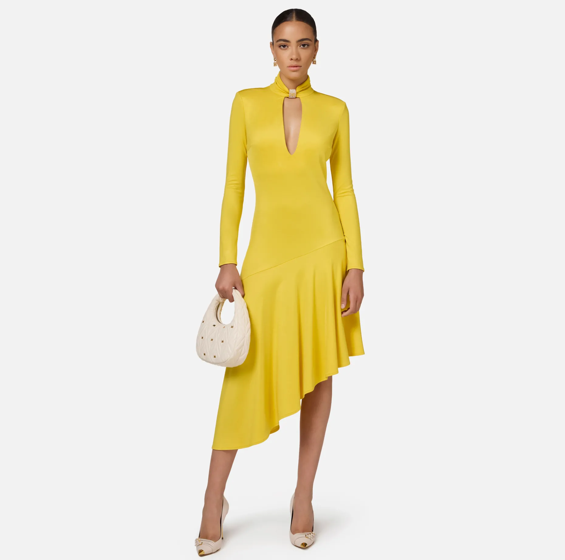 Elisabetta Franchi Midi Dresses | Dresses | Jersey midi dress with jewel accessory