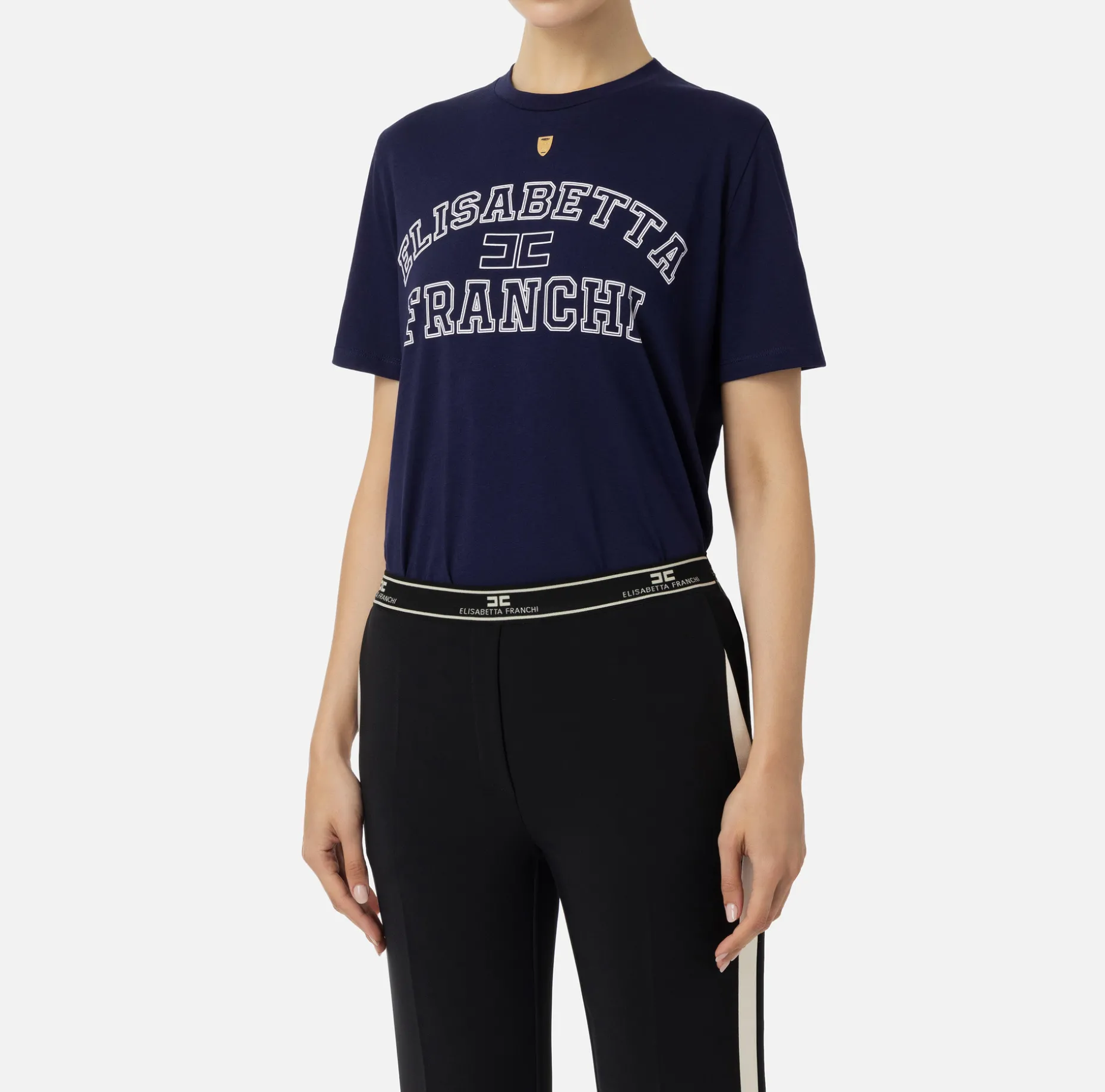 Elisabetta Franchi Top And T-Shirts | Jersey T-shirt with college logo