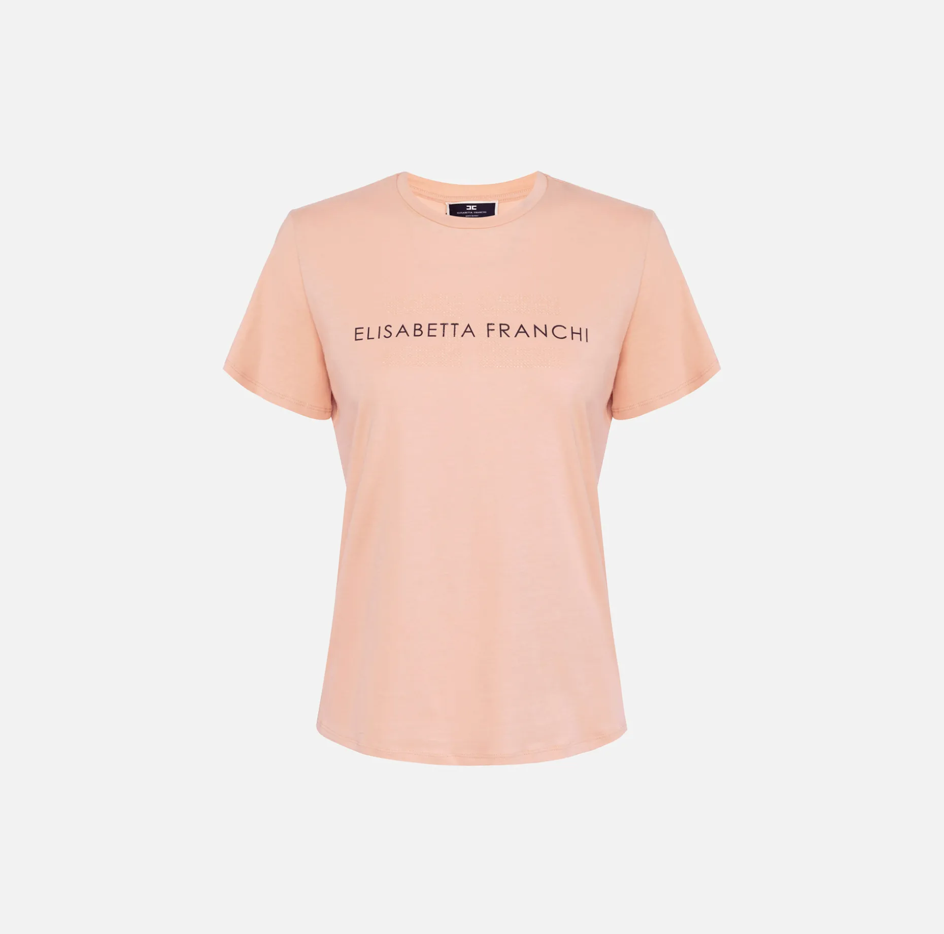 Elisabetta Franchi Top And T-Shirts | Jersey T-shirt with logo made with rhinestones