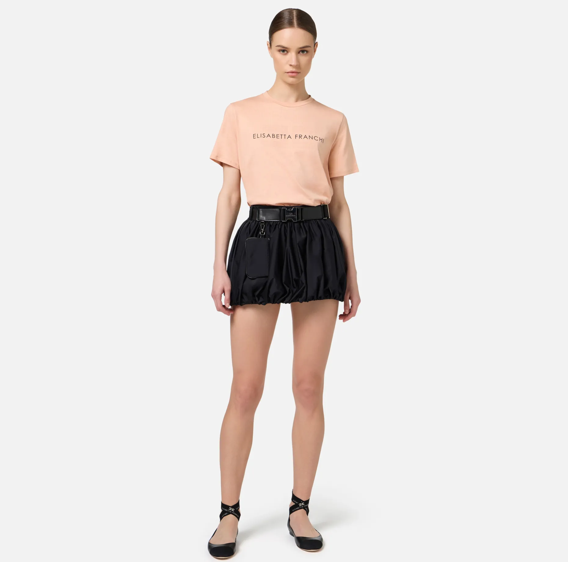 Elisabetta Franchi Top And T-Shirts | Jersey T-shirt with logo made with rhinestones