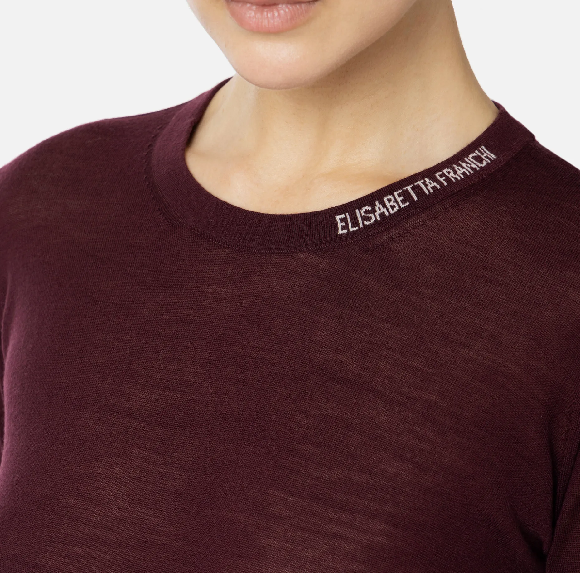 Elisabetta Franchi Knitwear And Sweatshirts | Jumper in merino wool fabric with contrasting jacquard logo