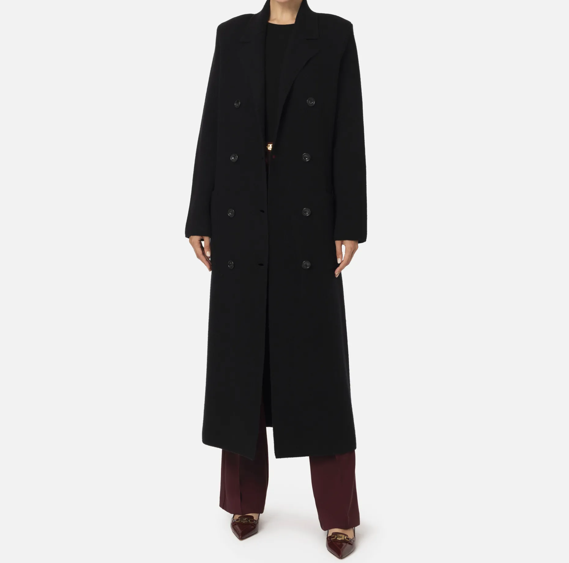 Elisabetta Franchi Coats And Jackets | Knit wool and cashmere wrap coat with emblem