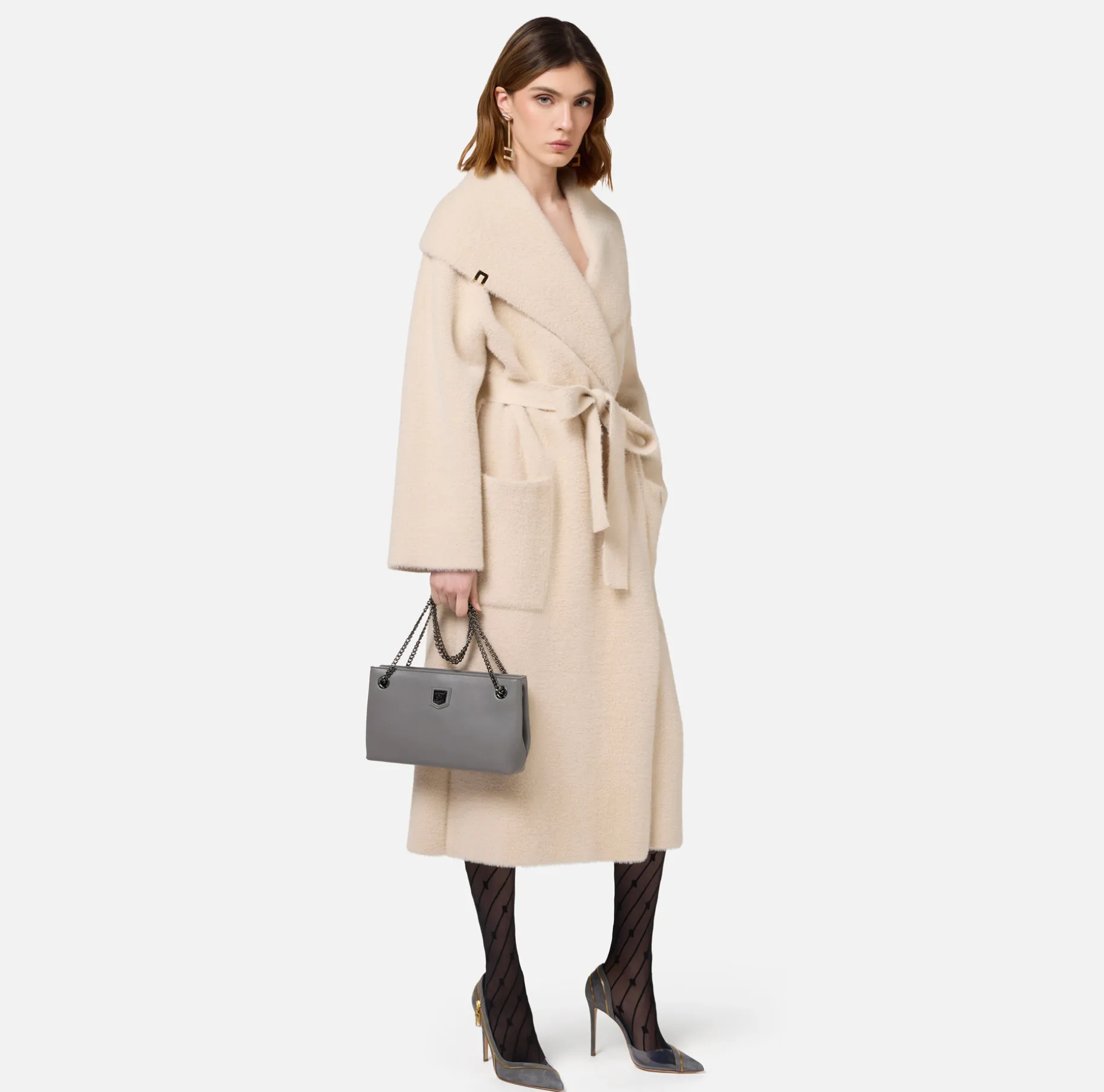 Elisabetta Franchi Coats And Jackets | Knit wrap coat