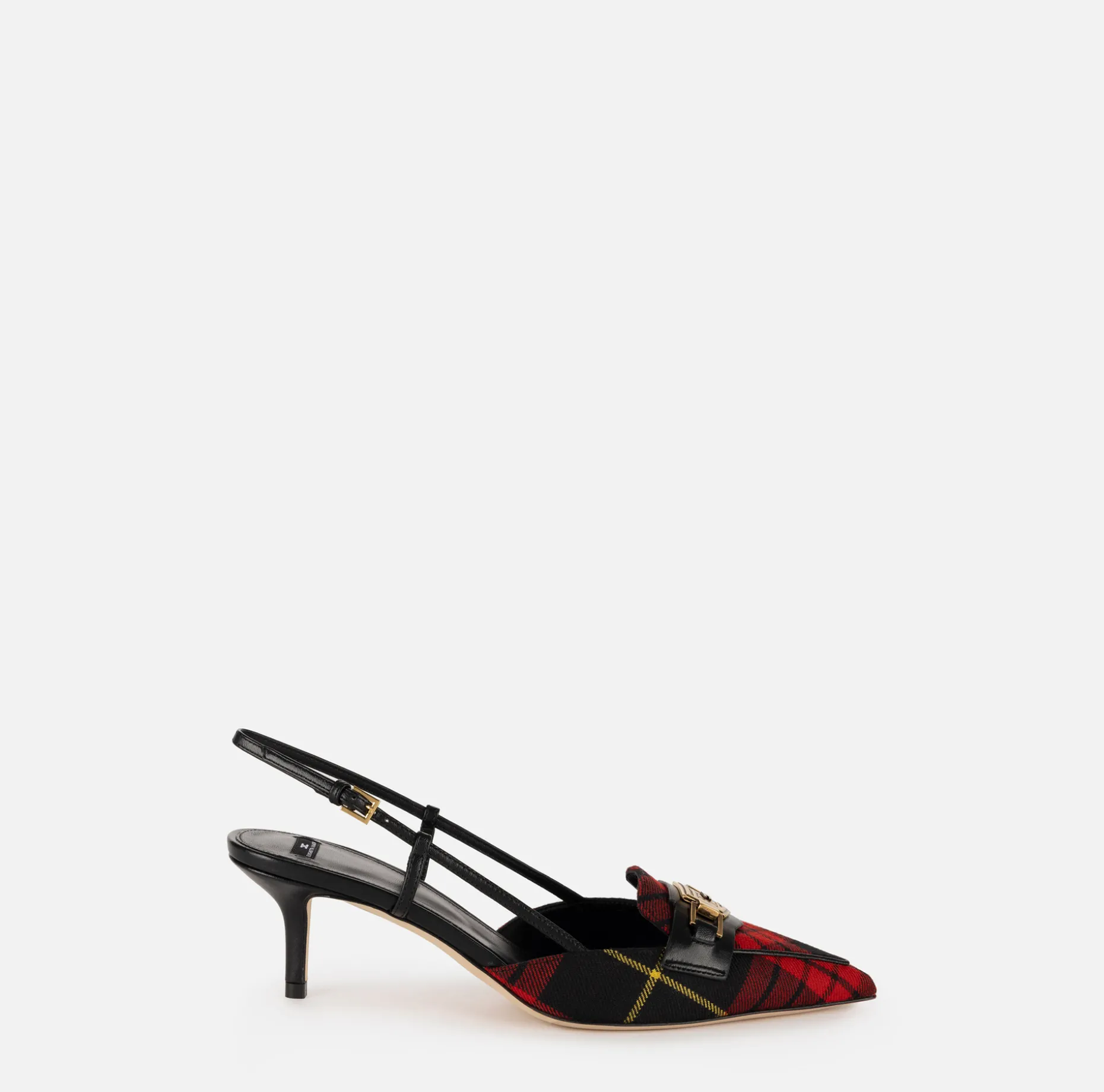 Elisabetta Franchi Pumps | Leather and tartan slingback shoes