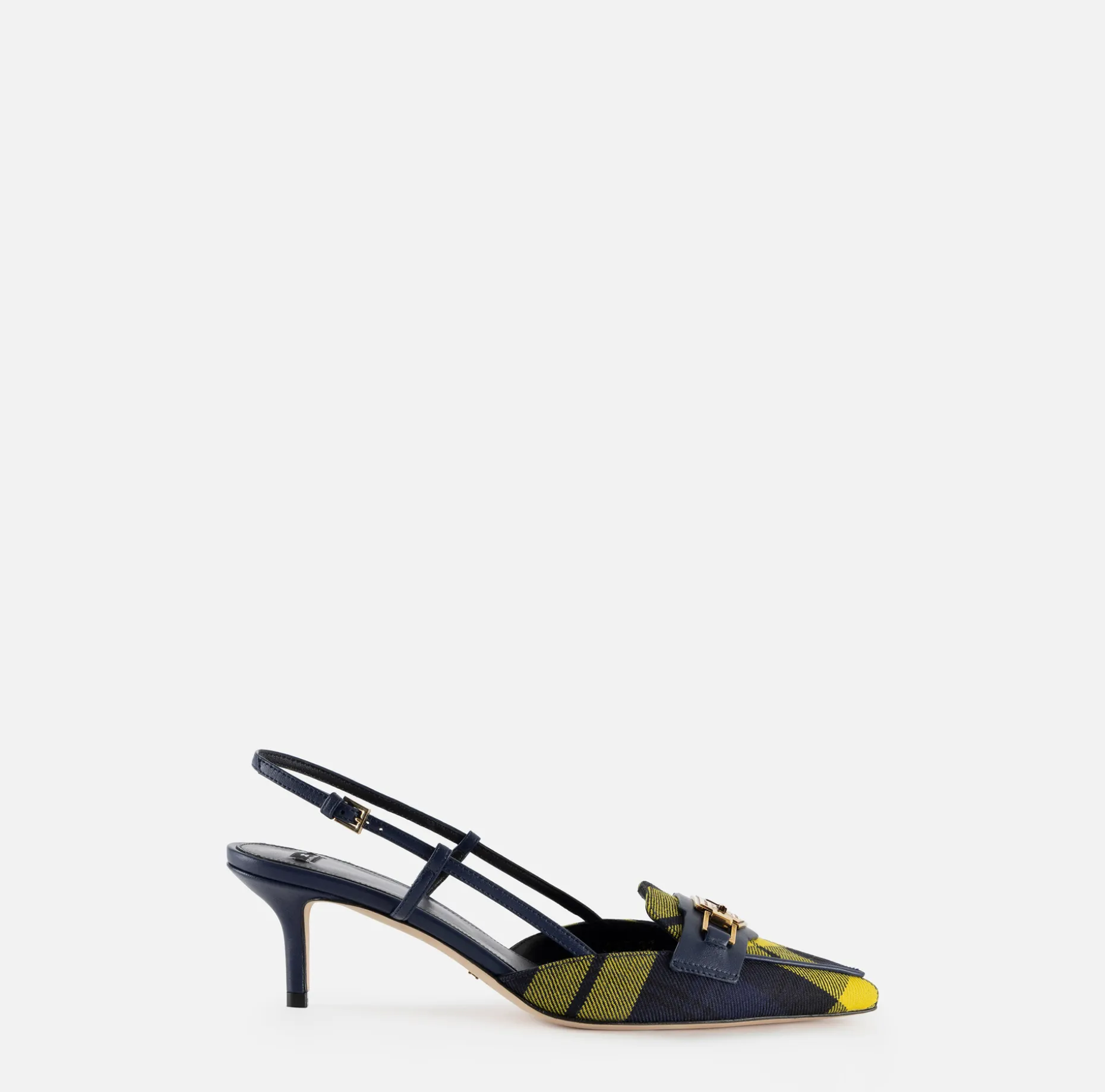 Elisabetta Franchi Pumps | Leather and tartan slingback shoes