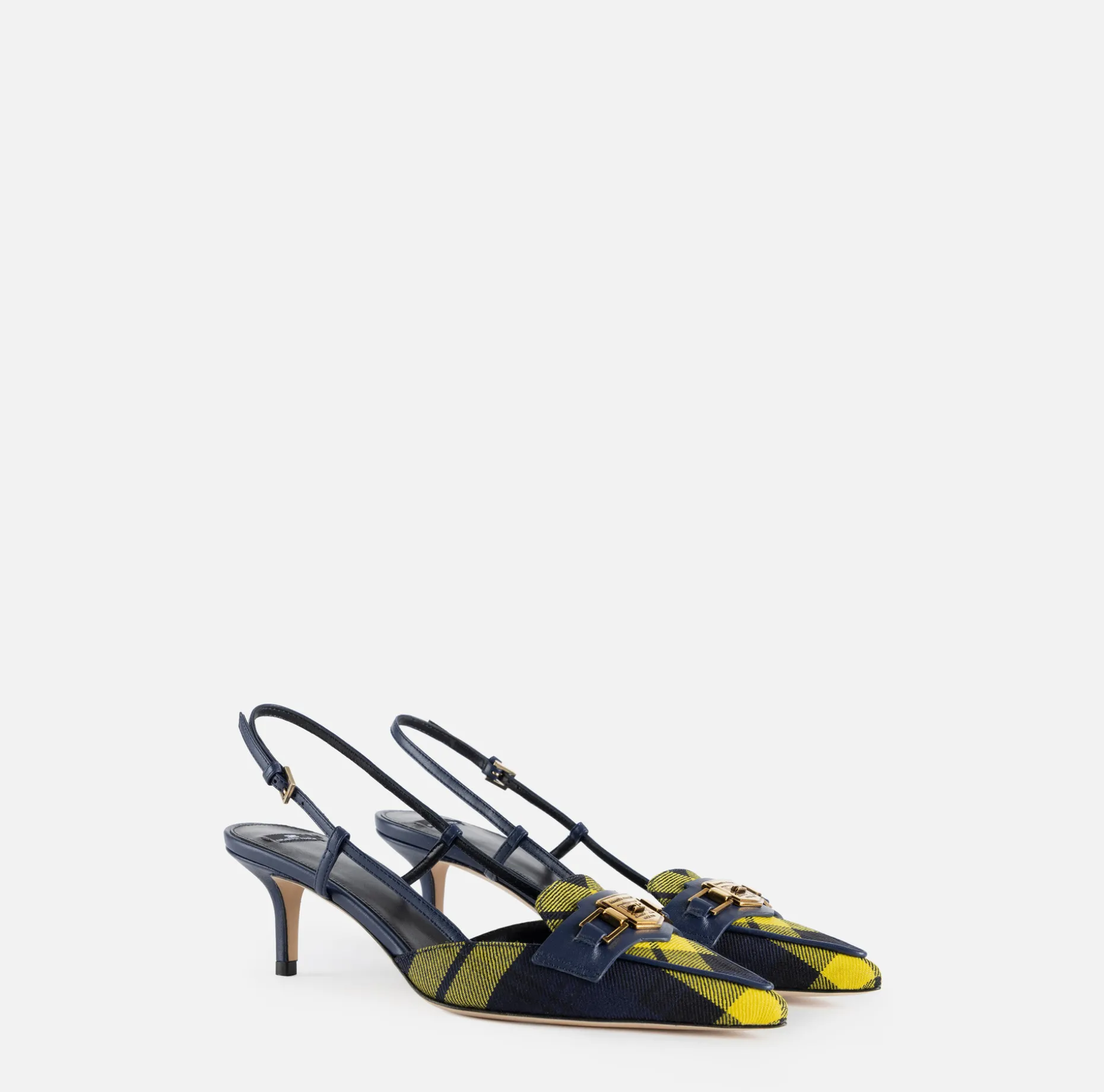 Elisabetta Franchi Pumps | Leather and tartan slingback shoes