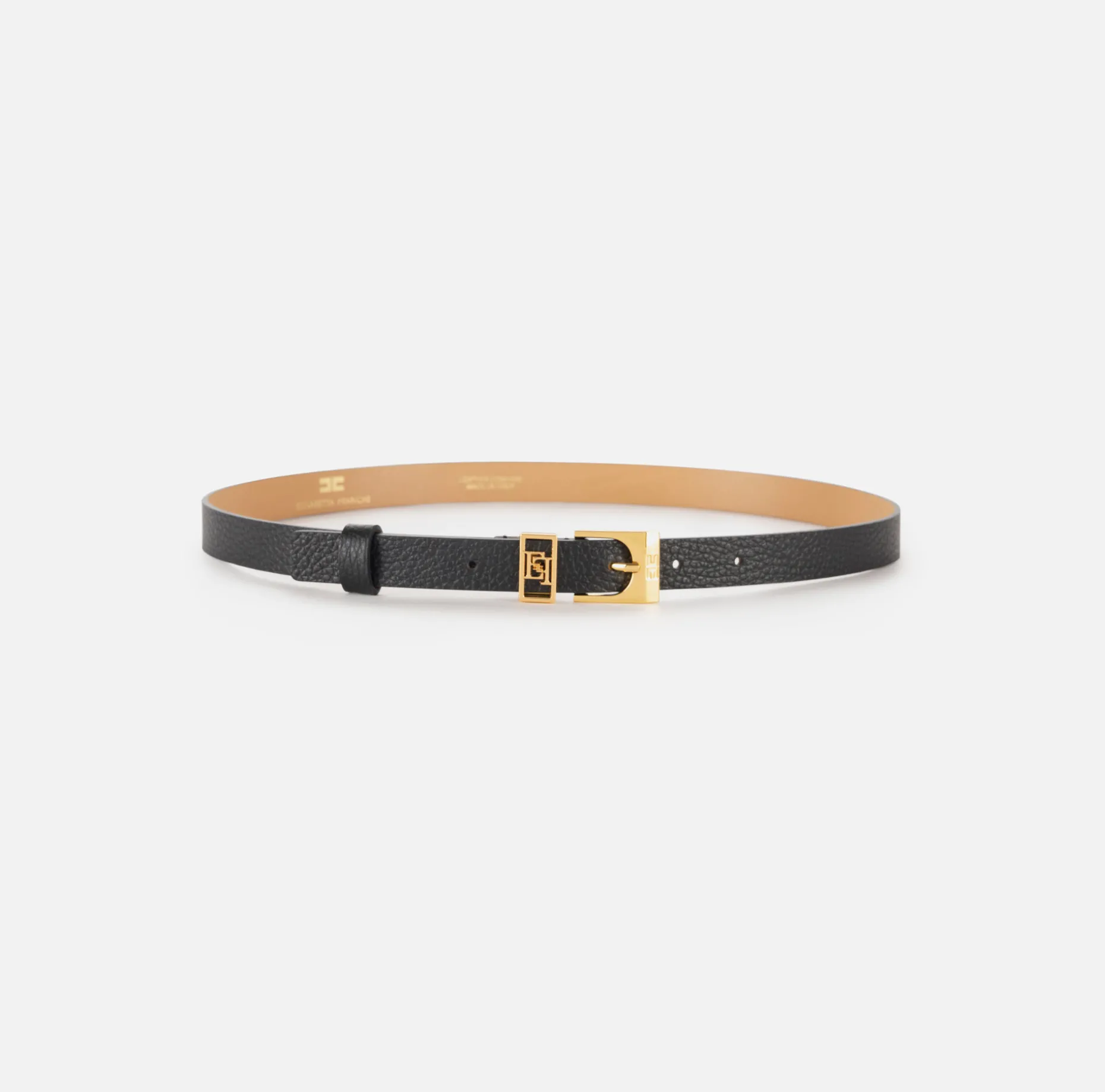 Elisabetta Franchi Belts | Leather belt with buckle and logo outline loop