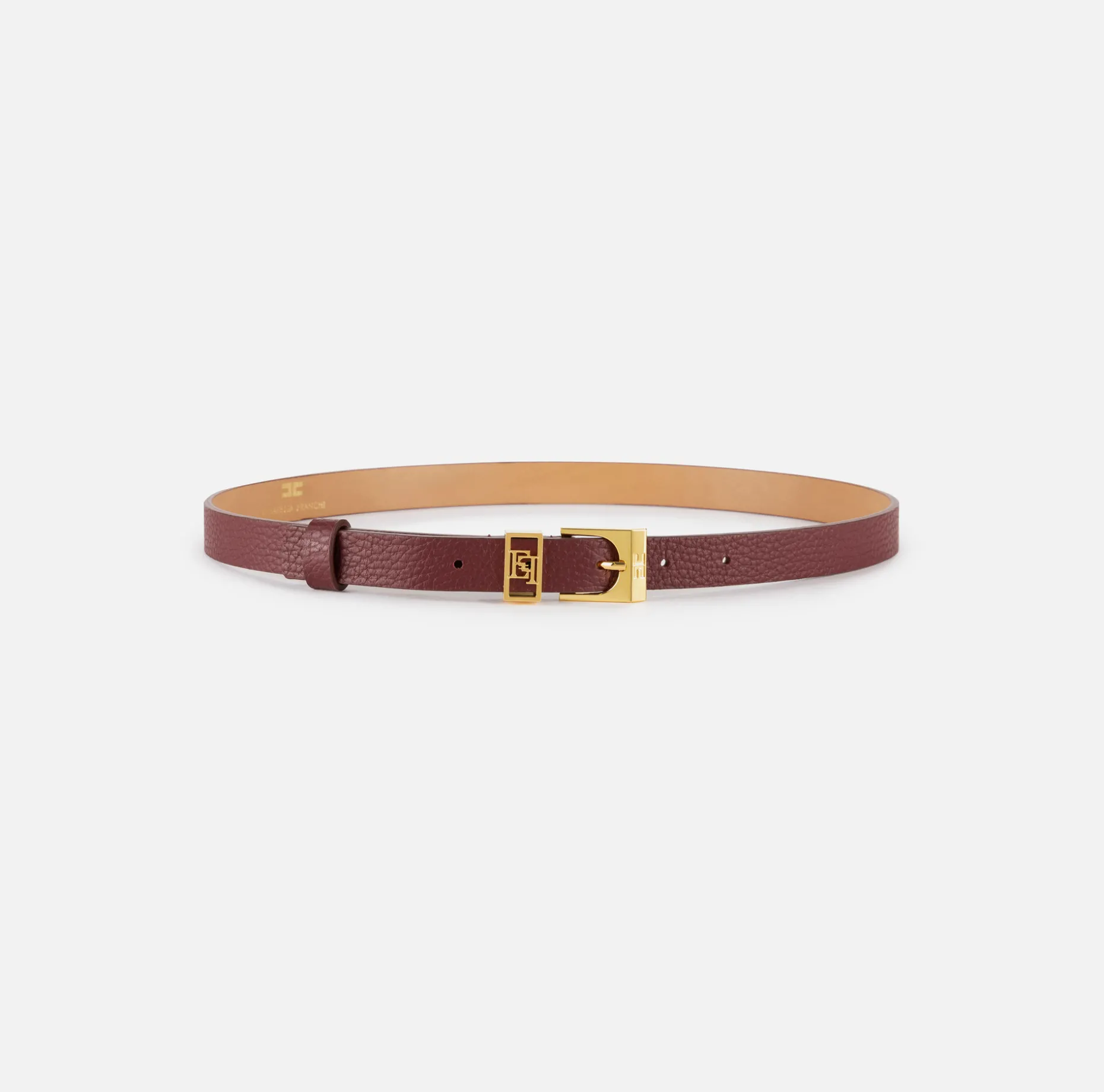 Elisabetta Franchi Belts | Leather belt with buckle and logo outline loop