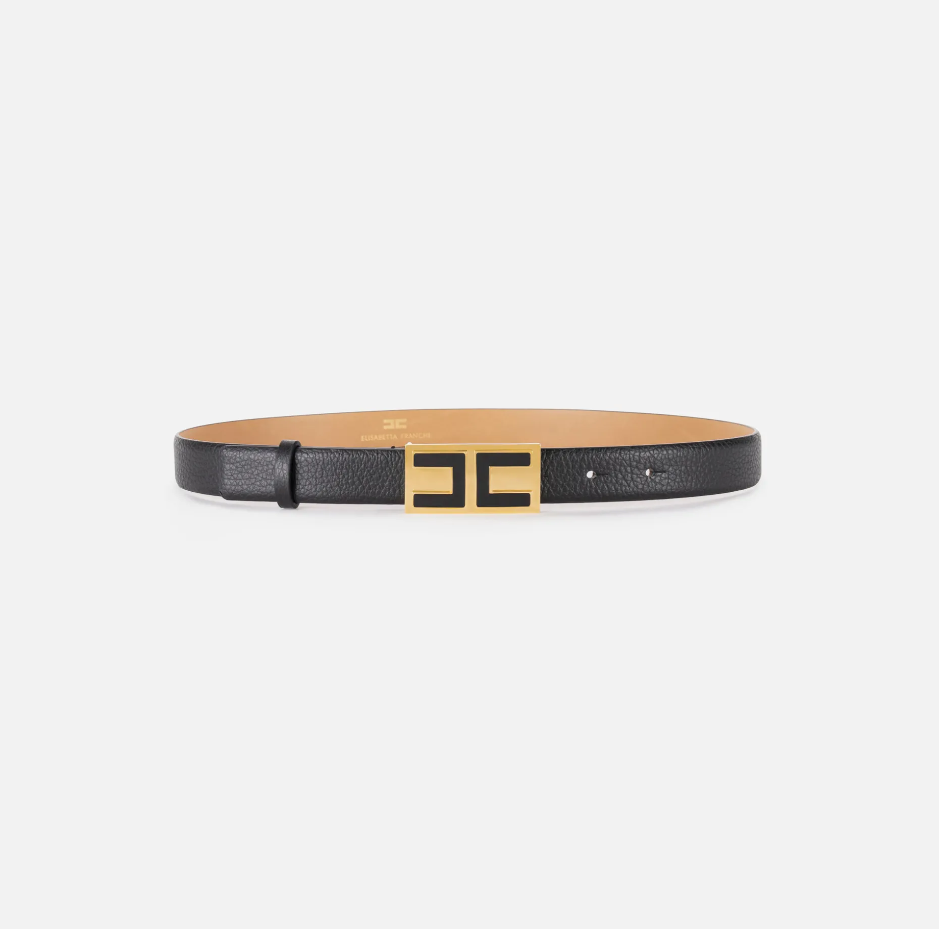 Elisabetta Franchi Belts | Leather belt with enamelled logo plaque