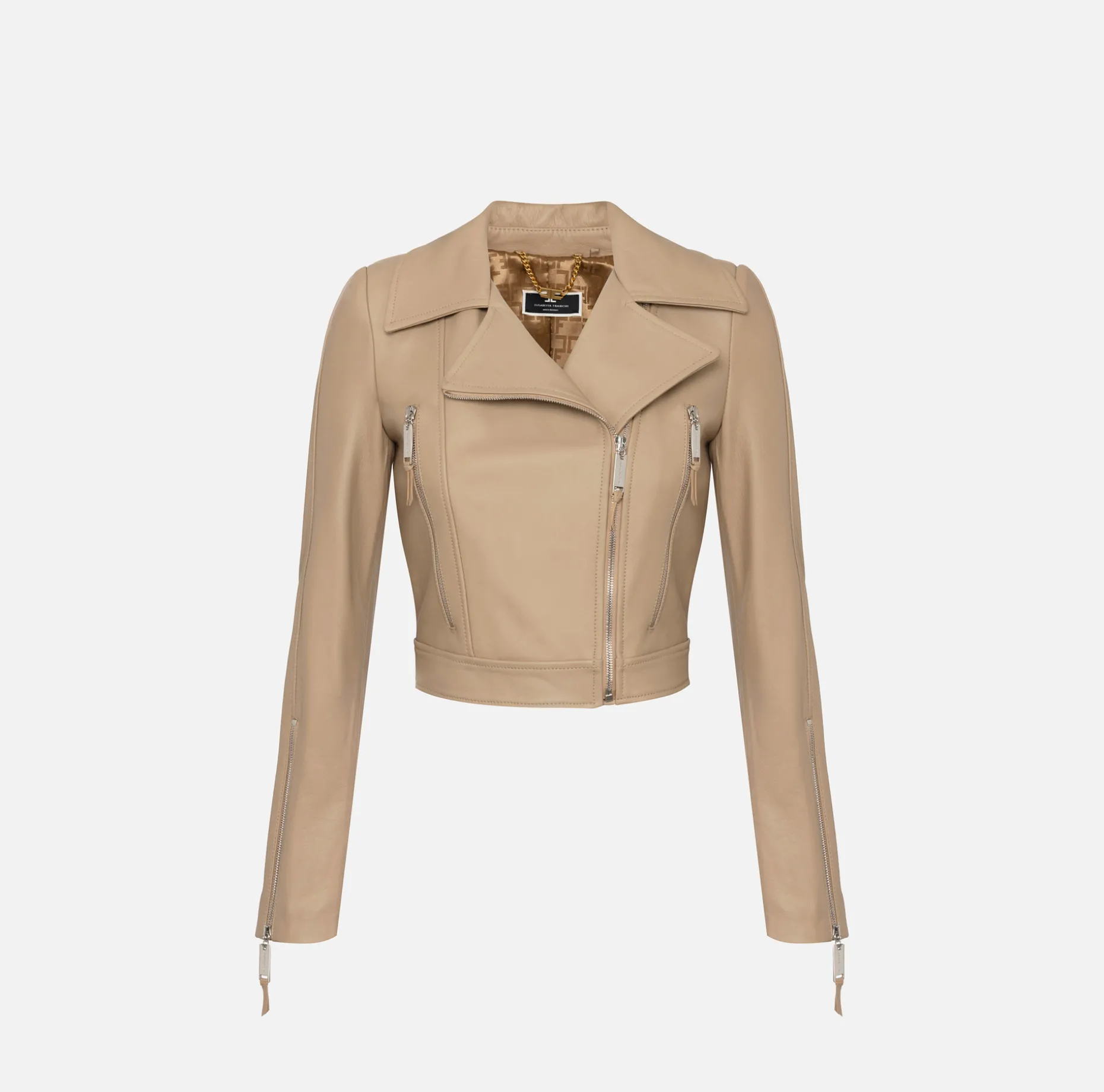 Elisabetta Franchi Jackets And Trench Coats | Leather biker jacket with zip