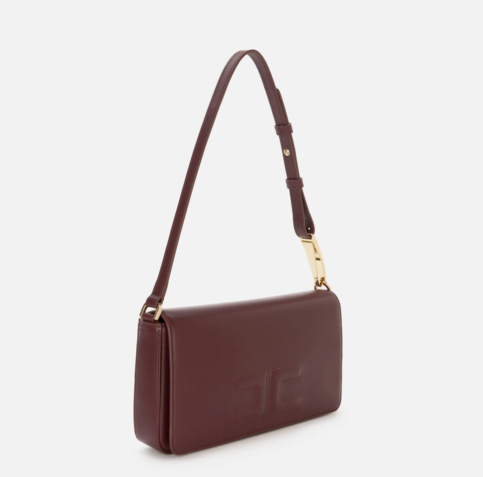 Elisabetta Franchi Shoulder Bags | Leather shoulder bag with embossed logo