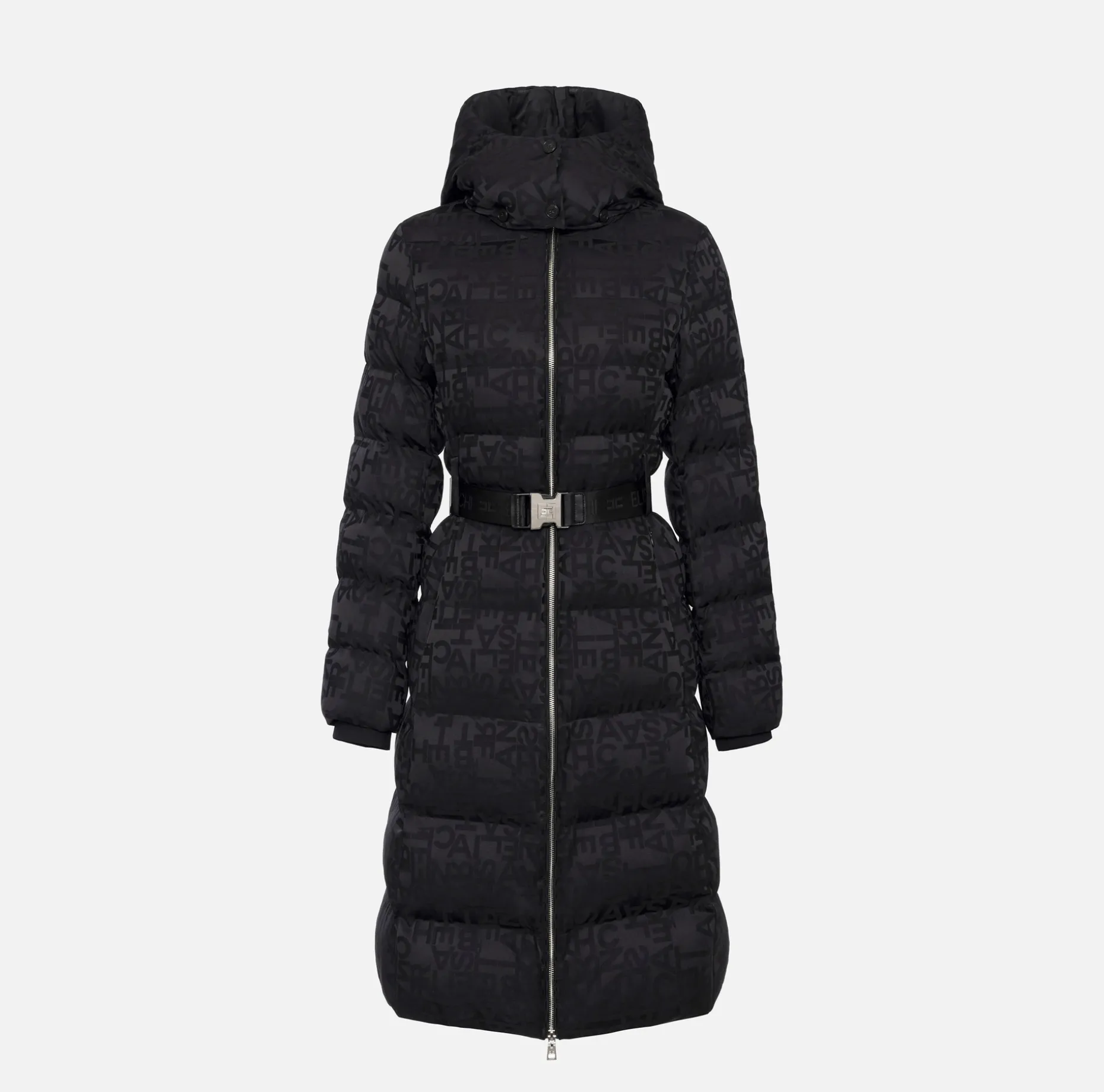 Elisabetta Franchi Coats And Jackets | Long down jacket in nylon jacquard with lettering