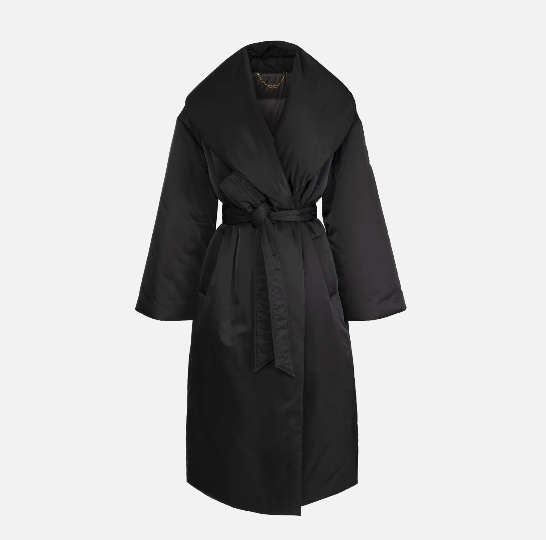 Elisabetta Franchi Coats And Jackets | Long satin nylon down jacket with wide collar