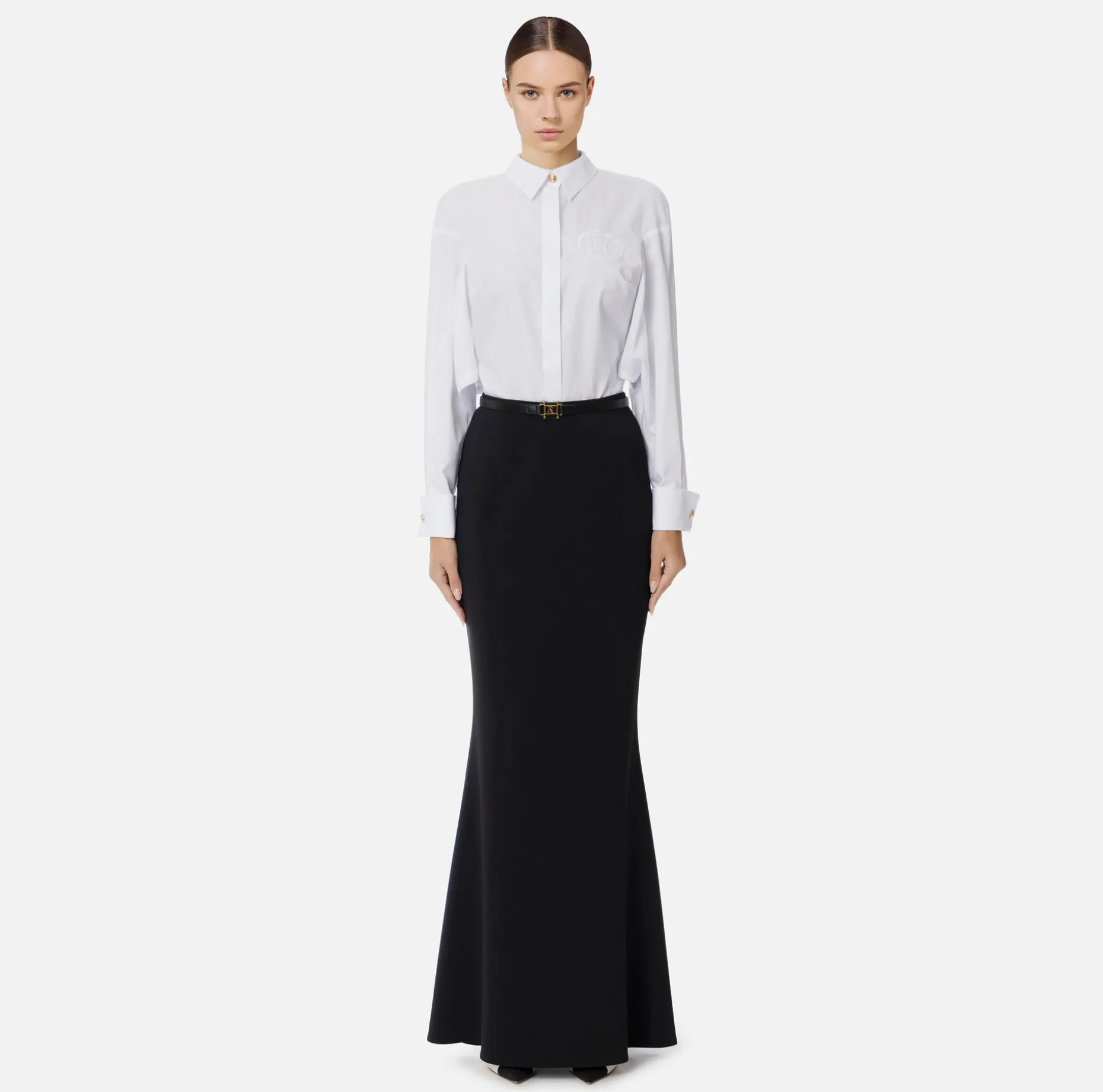 Elisabetta Franchi Skirts | Long skirt in lightweight crêpe fabric with belt