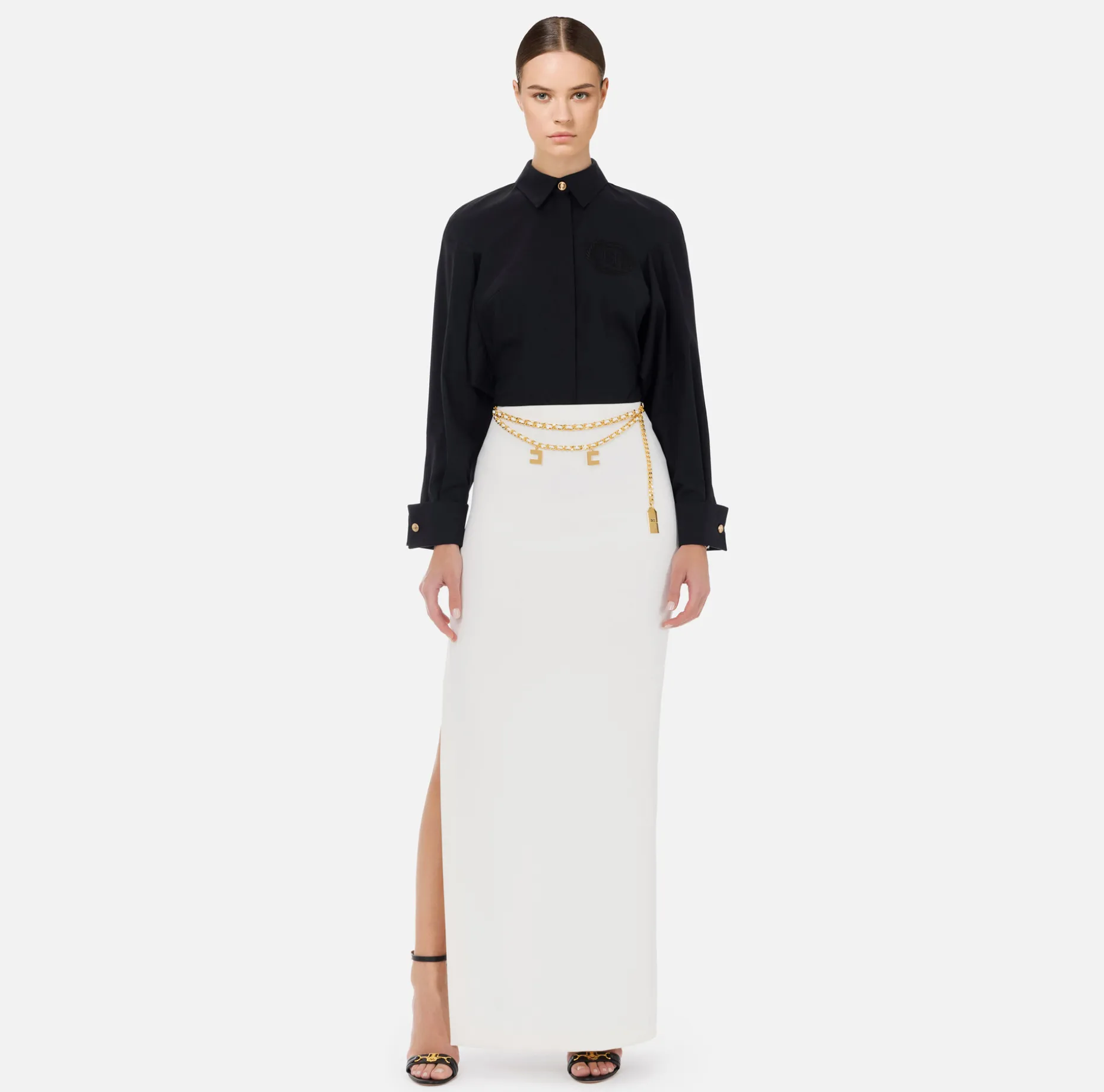 Elisabetta Franchi Skirts | Long skirt in lightweight crêpe fabric with chain