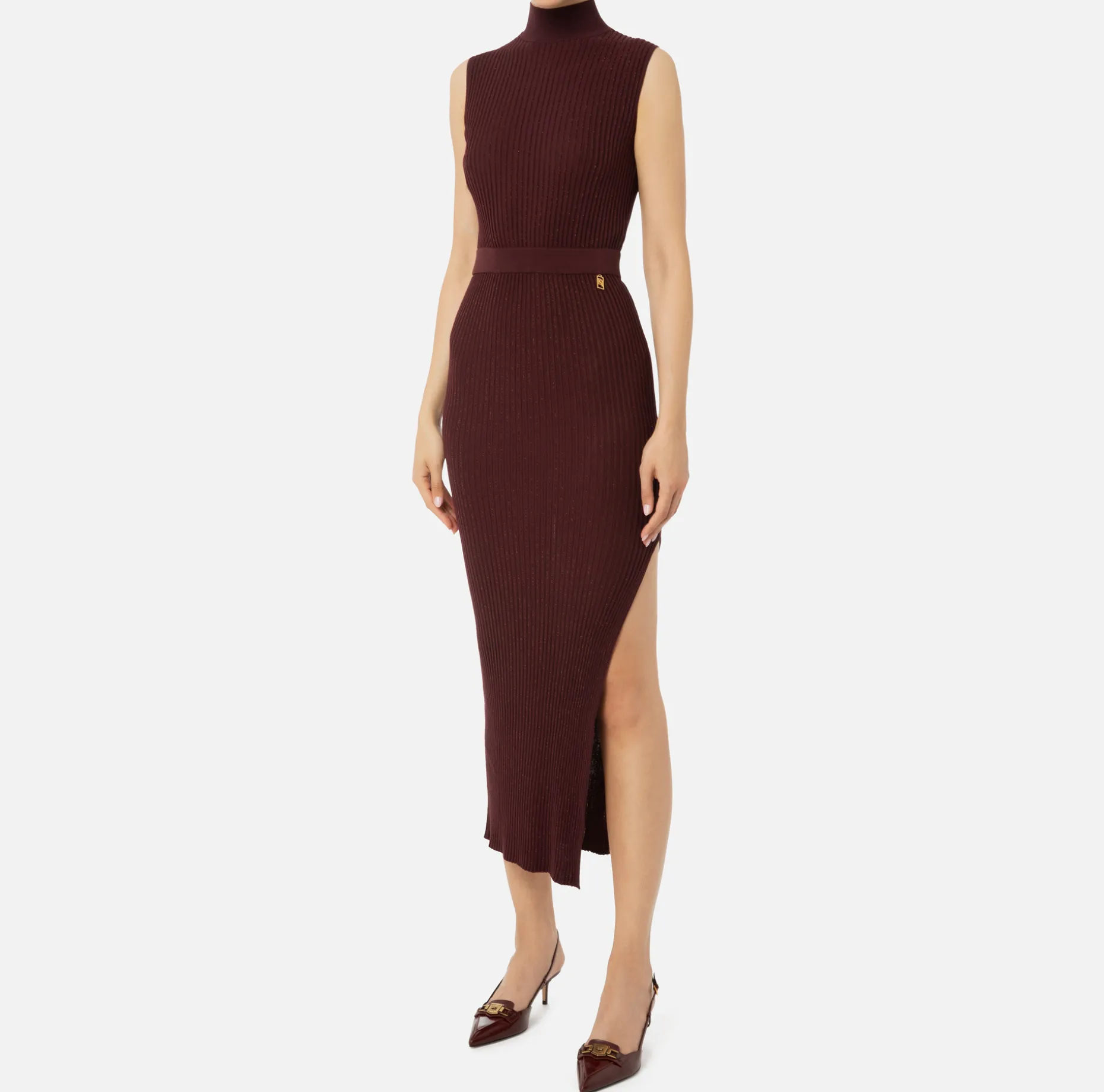 Elisabetta Franchi Knitted Dresses | Dresses | Lurex and viscose narrow-ribbed midi dress