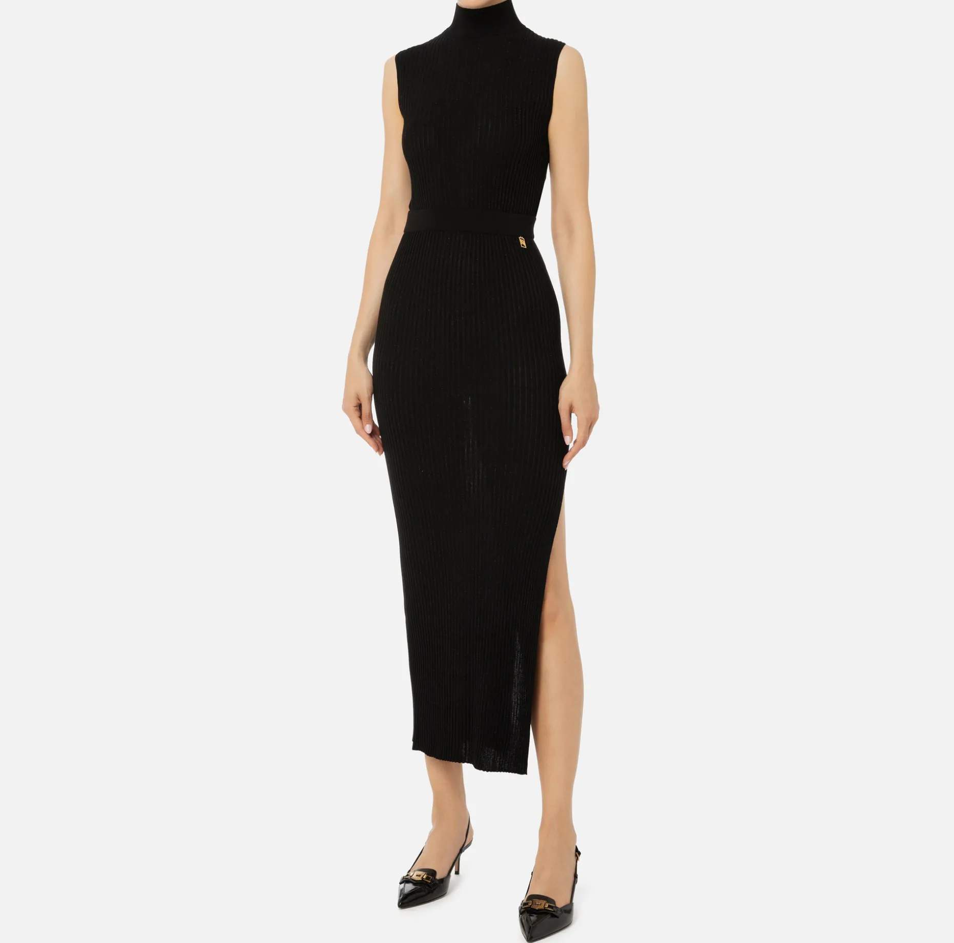 Elisabetta Franchi Knitted Dresses | Dresses | Lurex and viscose narrow-ribbed midi dress