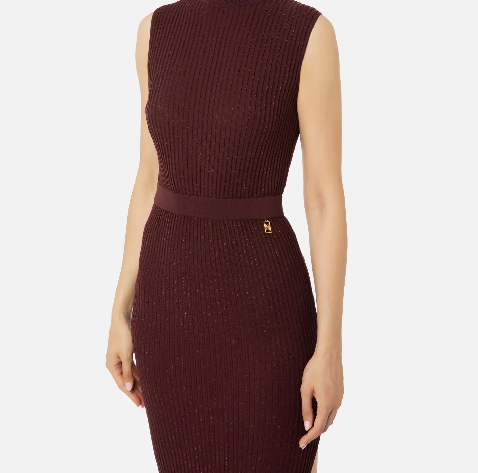 Elisabetta Franchi Knitted Dresses | Dresses | Lurex and viscose narrow-ribbed midi dress