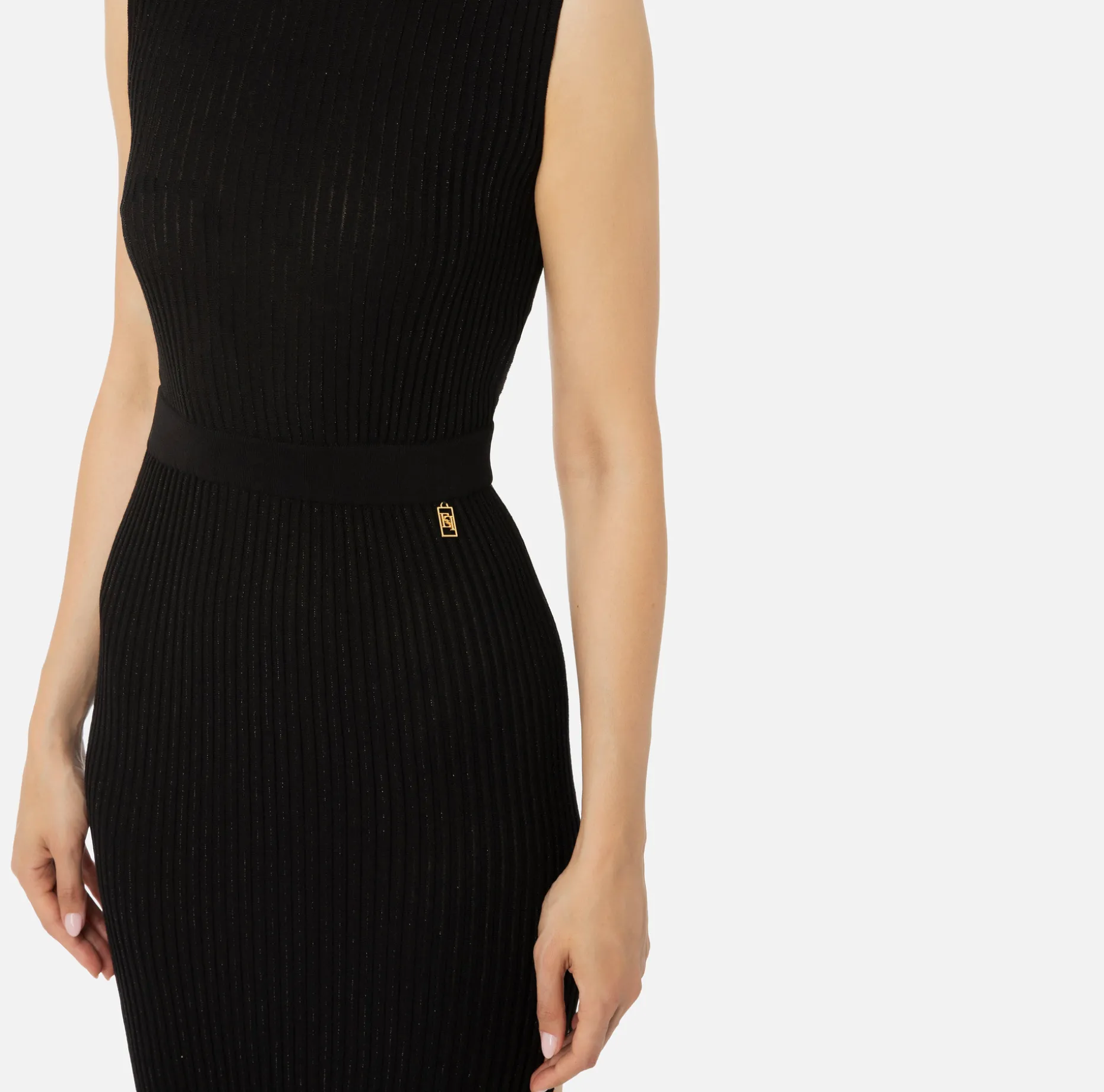 Elisabetta Franchi Knitted Dresses | Dresses | Lurex and viscose narrow-ribbed midi dress