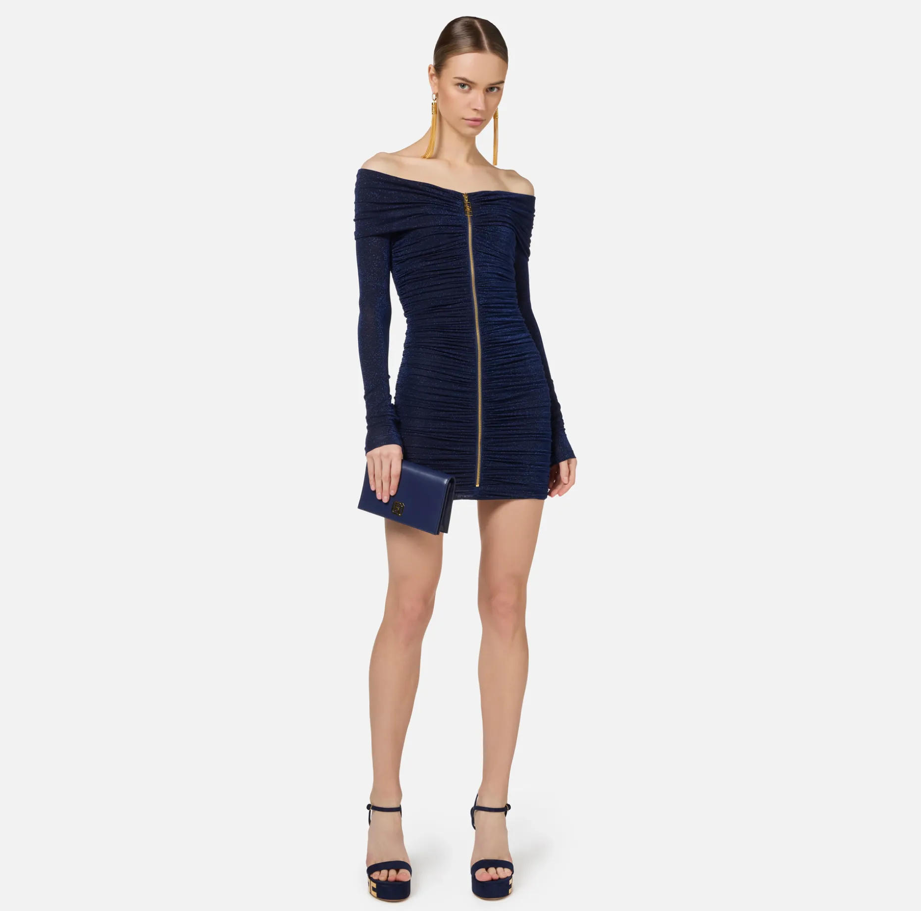 Elisabetta Franchi Mini Dresses | Dresses | Lurex jersey mini-dress with zip