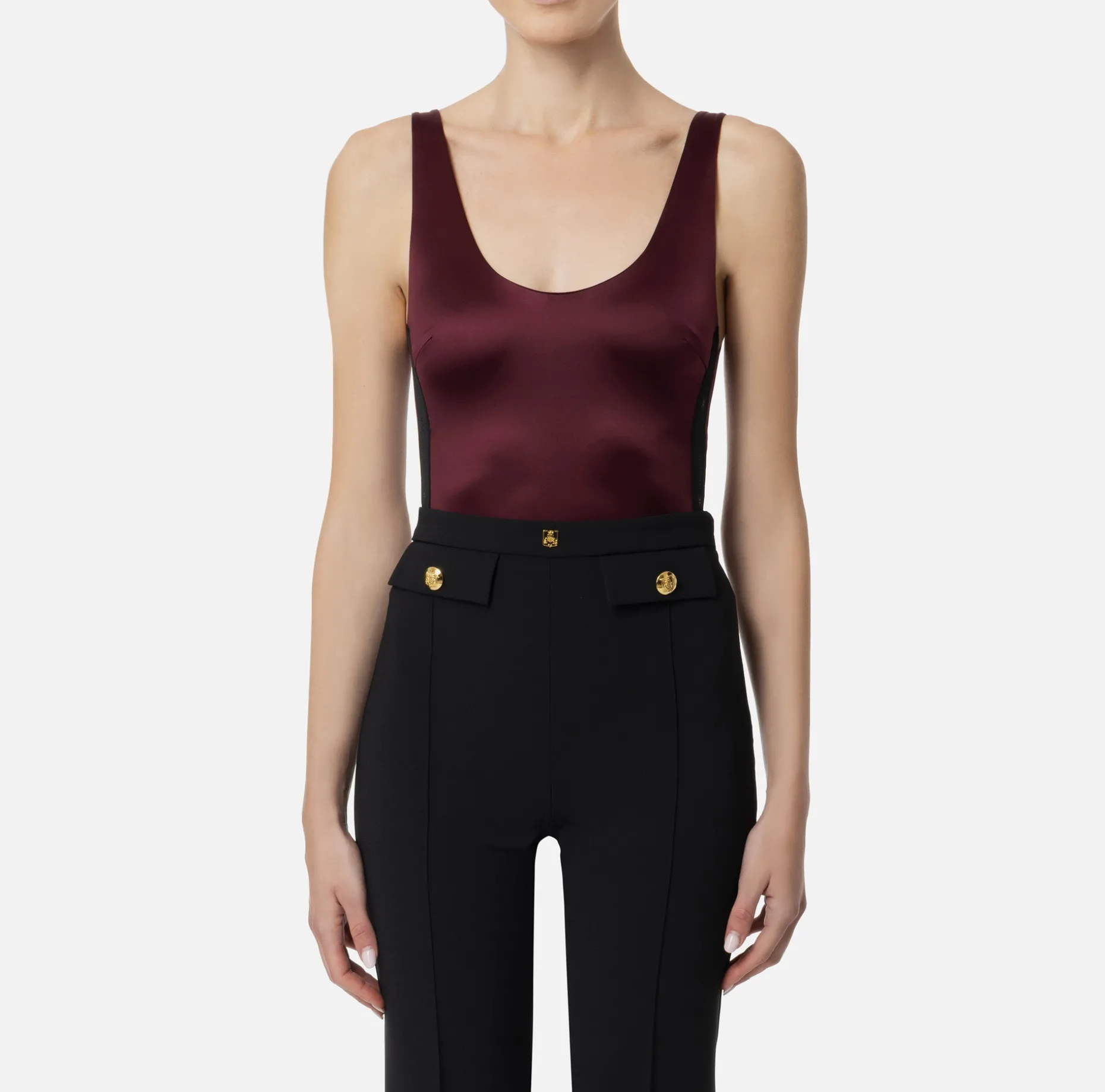 Elisabetta Franchi Top And T-Shirts | Lycra bodysuit with elasticated logoed bands