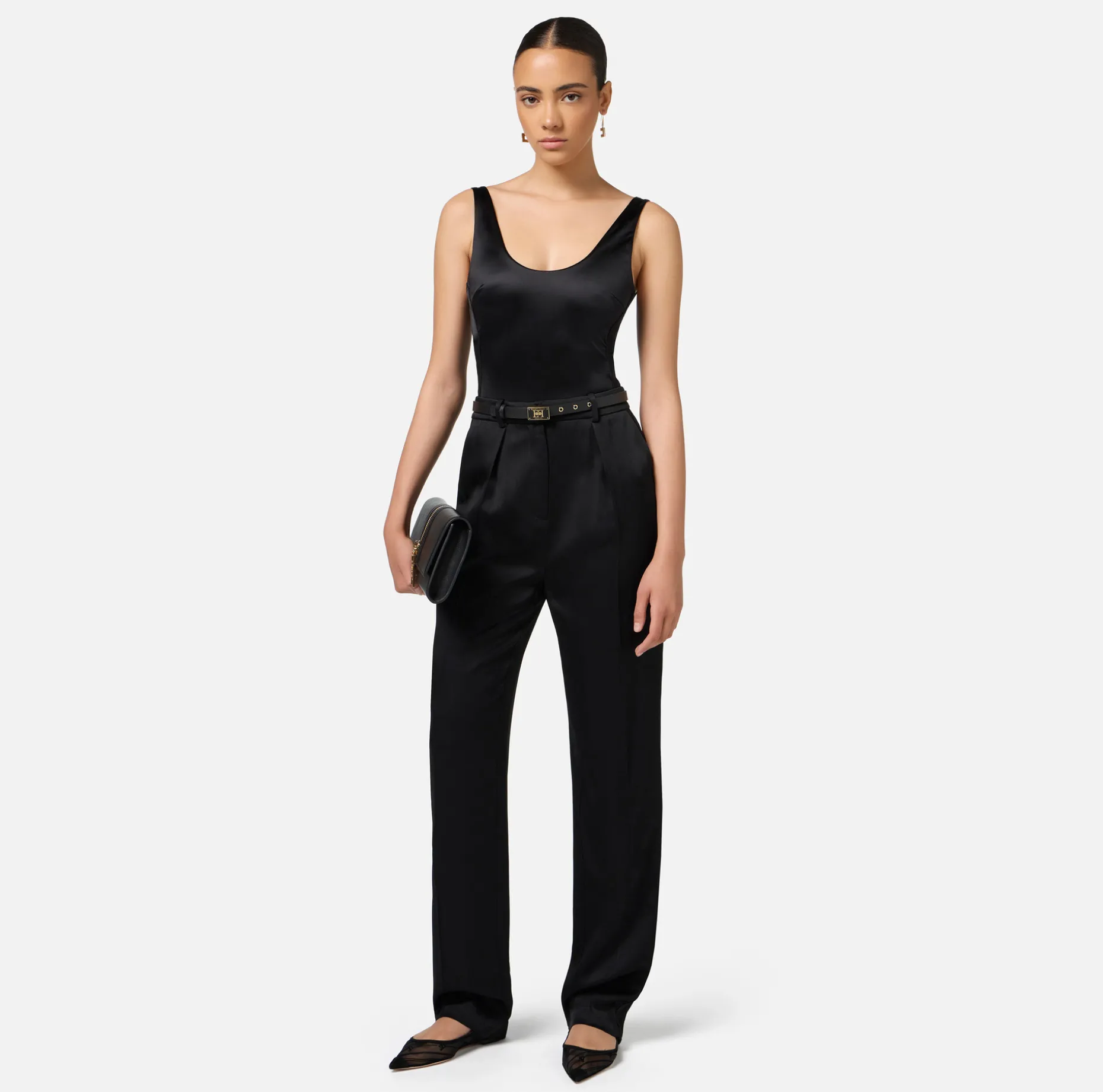 Elisabetta Franchi Top And T-Shirts | Lycra bodysuit with elasticated logoed bands