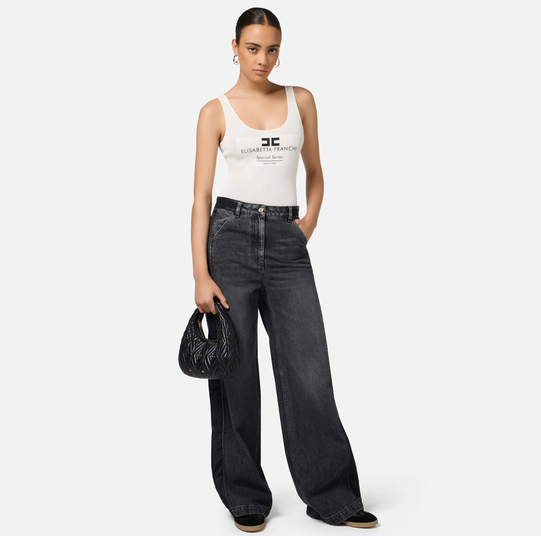 Elisabetta Franchi Top And T-Shirts | Mesh stitch bodysuit in viscose fabric with inlay