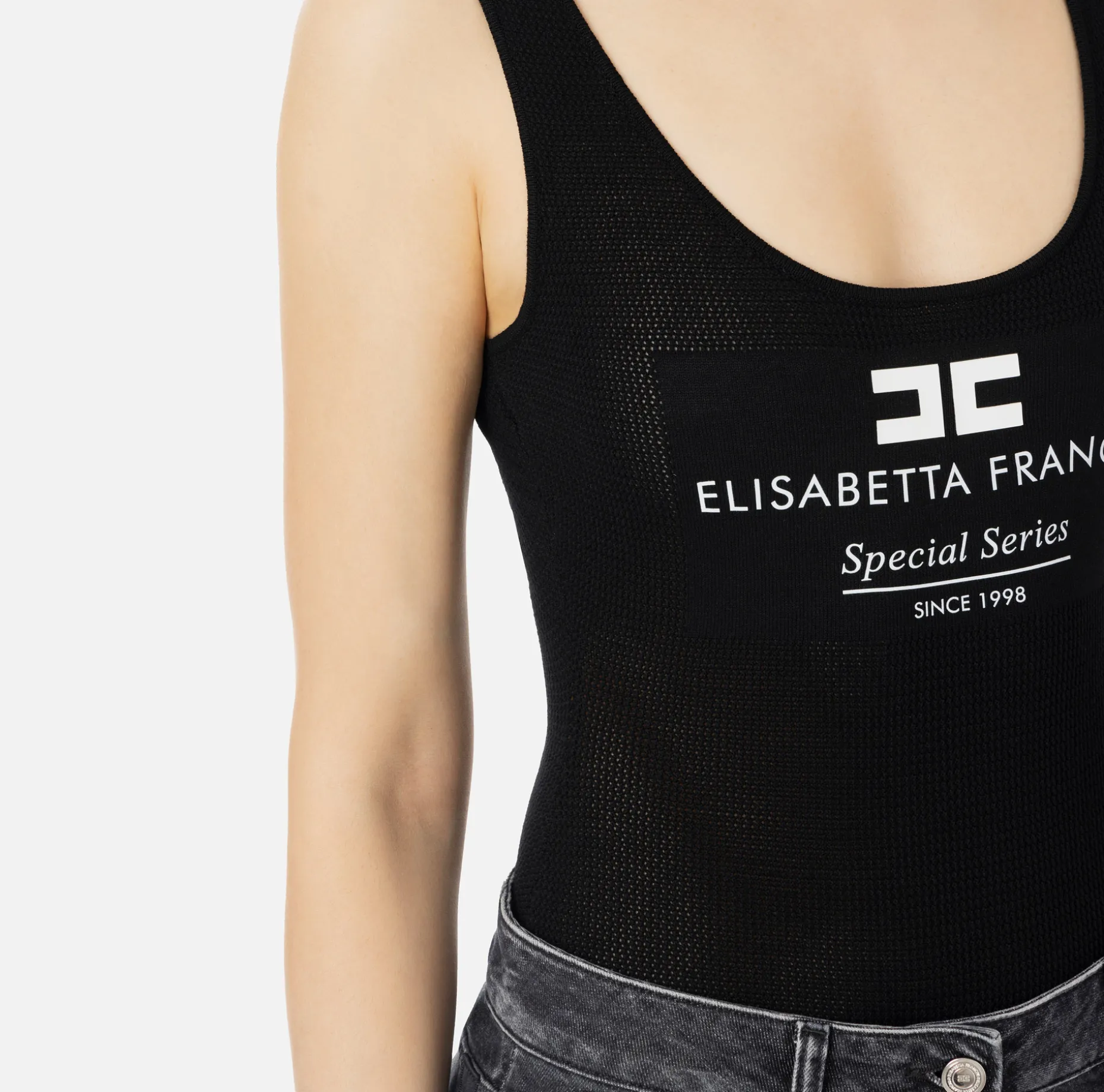 Elisabetta Franchi Top And T-Shirts | Mesh stitch bodysuit in viscose fabric with inlay