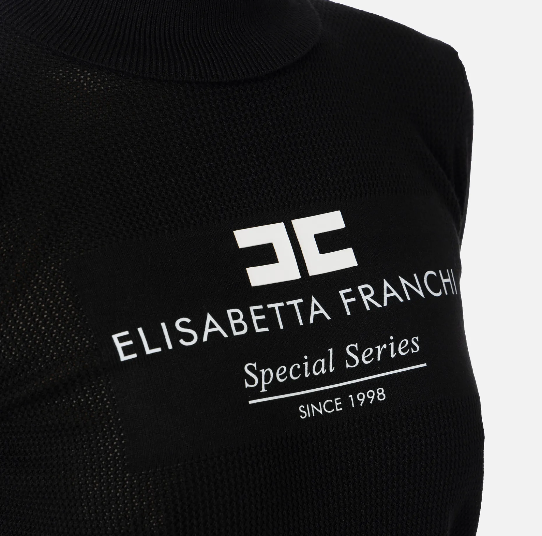 Elisabetta Franchi Knitwear And Sweatshirts | Mesh stitch turtleneck in viscose fabric with inlay