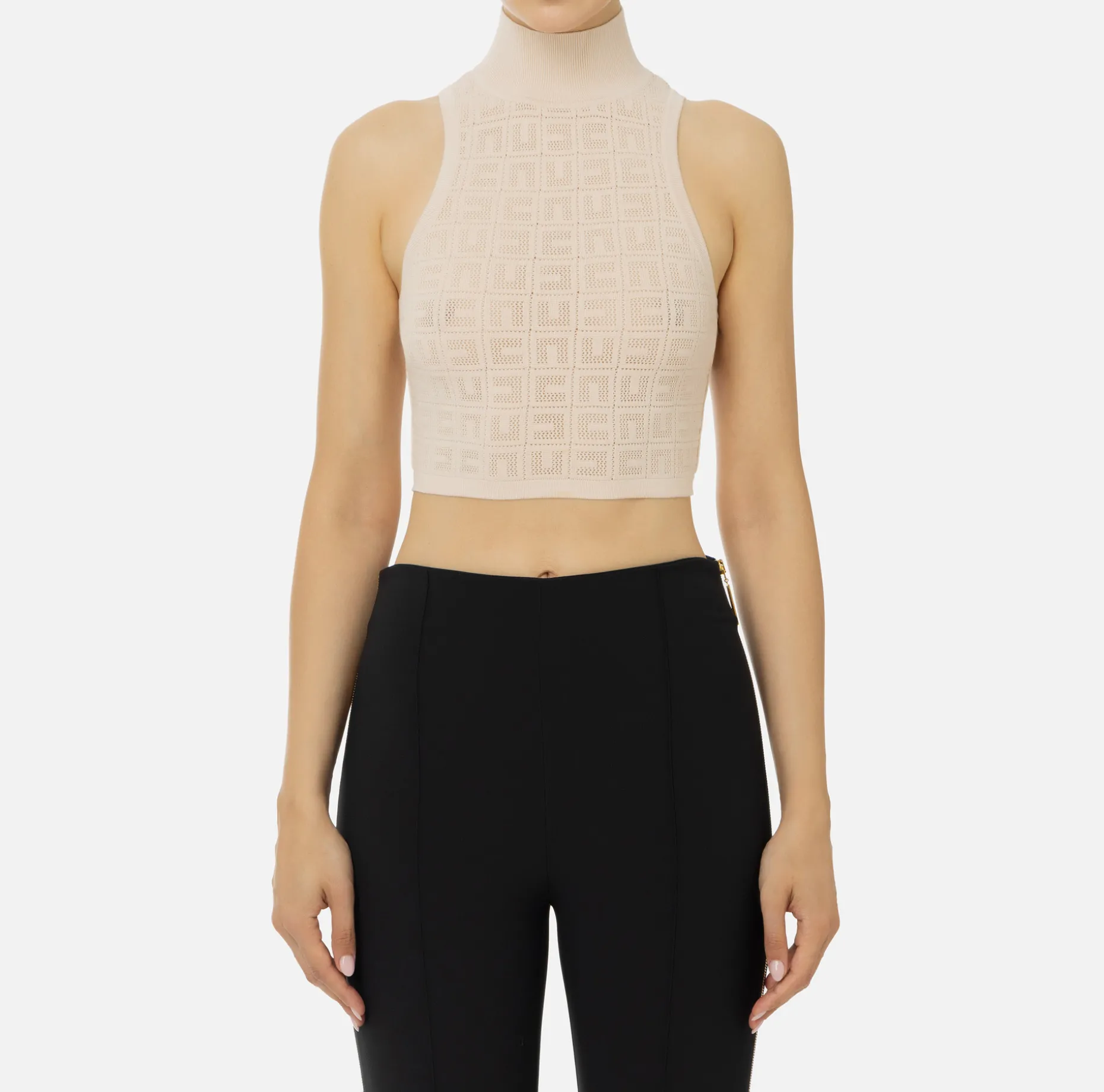 Elisabetta Franchi Top And T-Shirts | Mesh stitch viscose top with logo