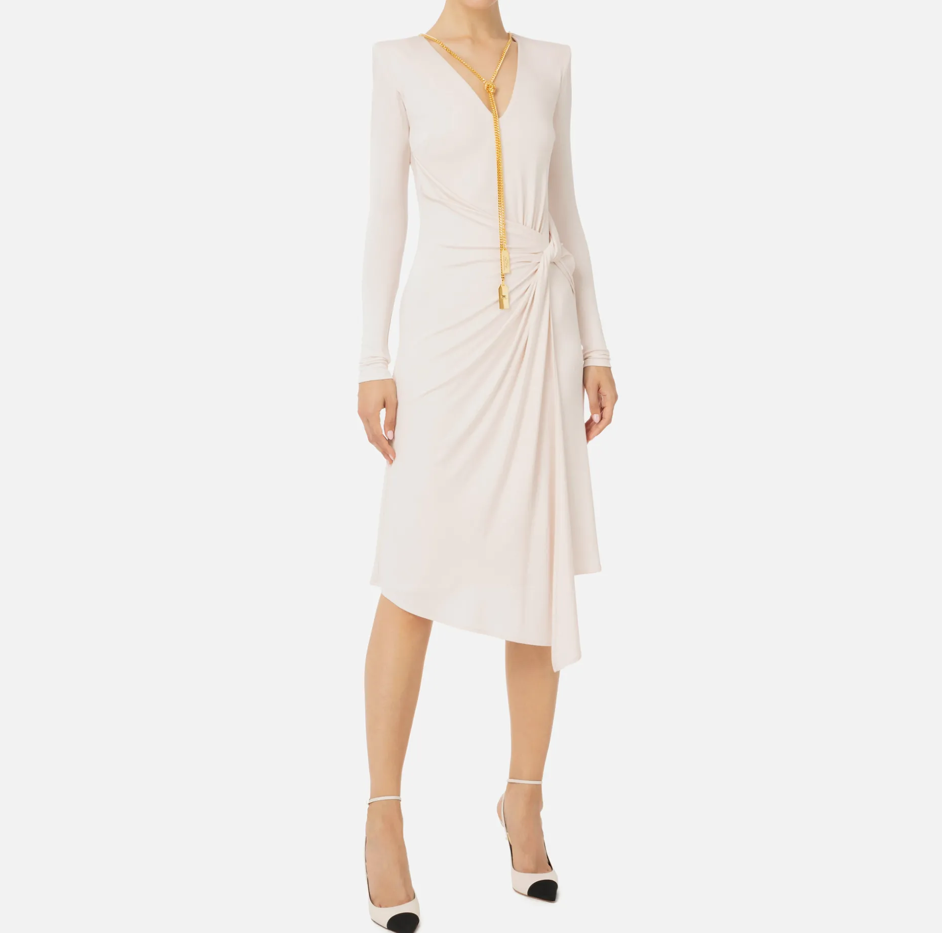 Elisabetta Franchi Midi Dresses | Dresses | Midi dress in draped jersey with necklace