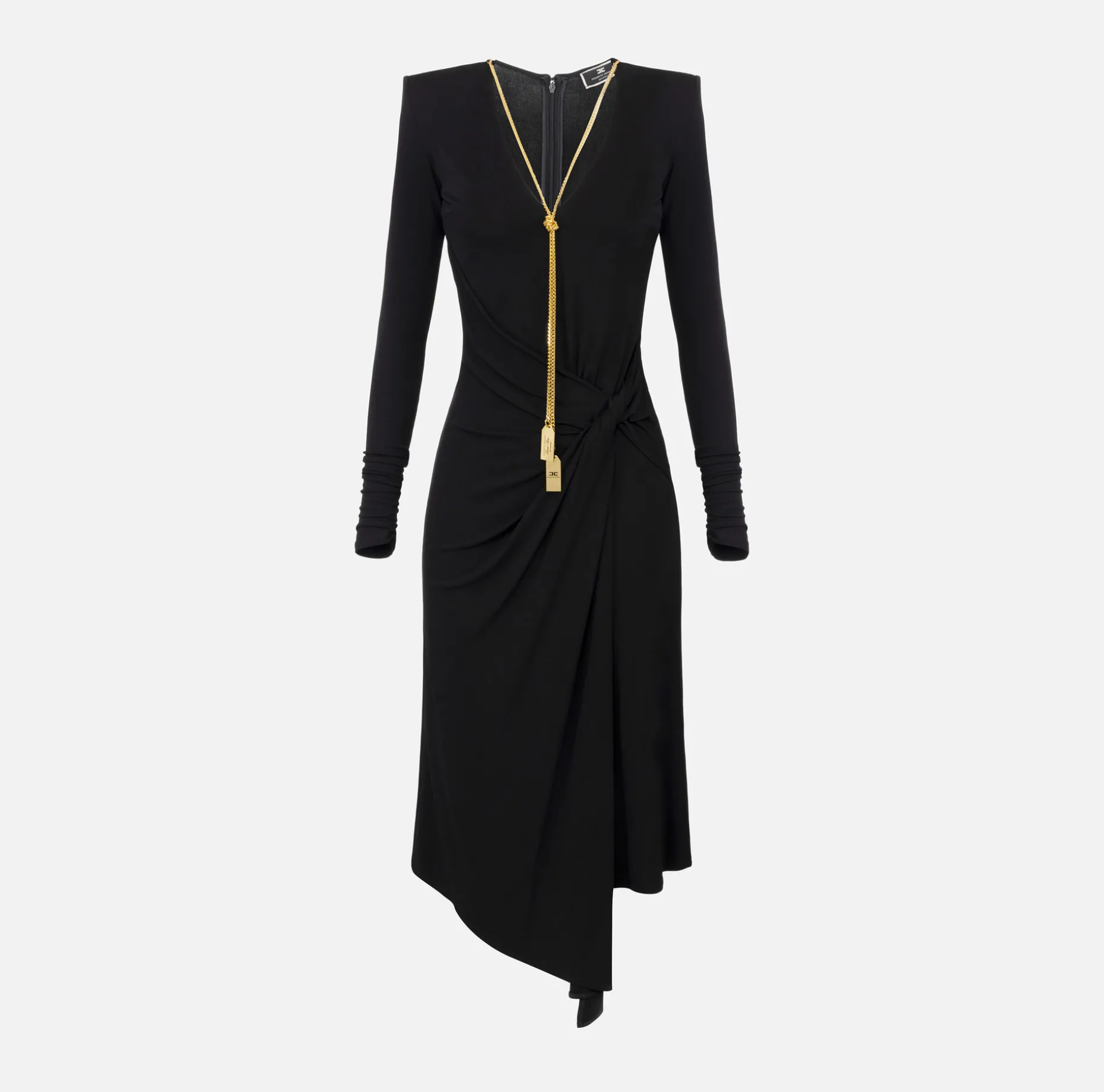 Elisabetta Franchi Midi Dresses | Dresses | Midi dress in draped jersey with necklace