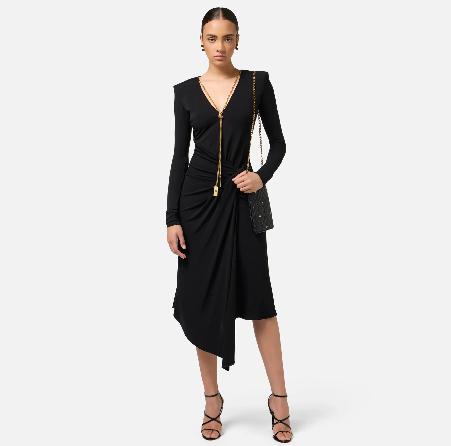 Elisabetta Franchi Midi Dresses | Dresses | Midi dress in draped jersey with necklace