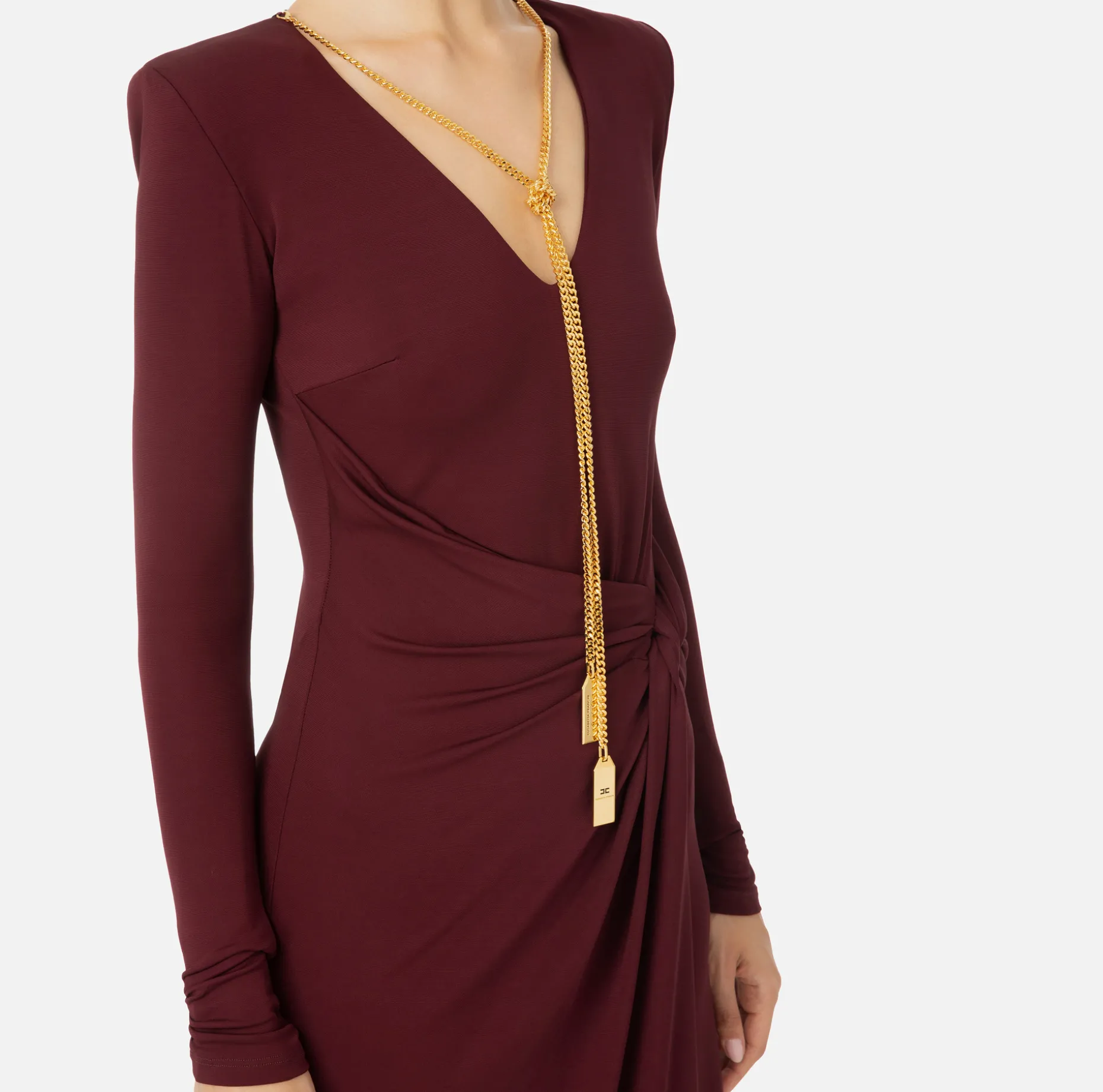 Elisabetta Franchi Midi Dresses | Dresses | Midi dress in draped jersey with necklace